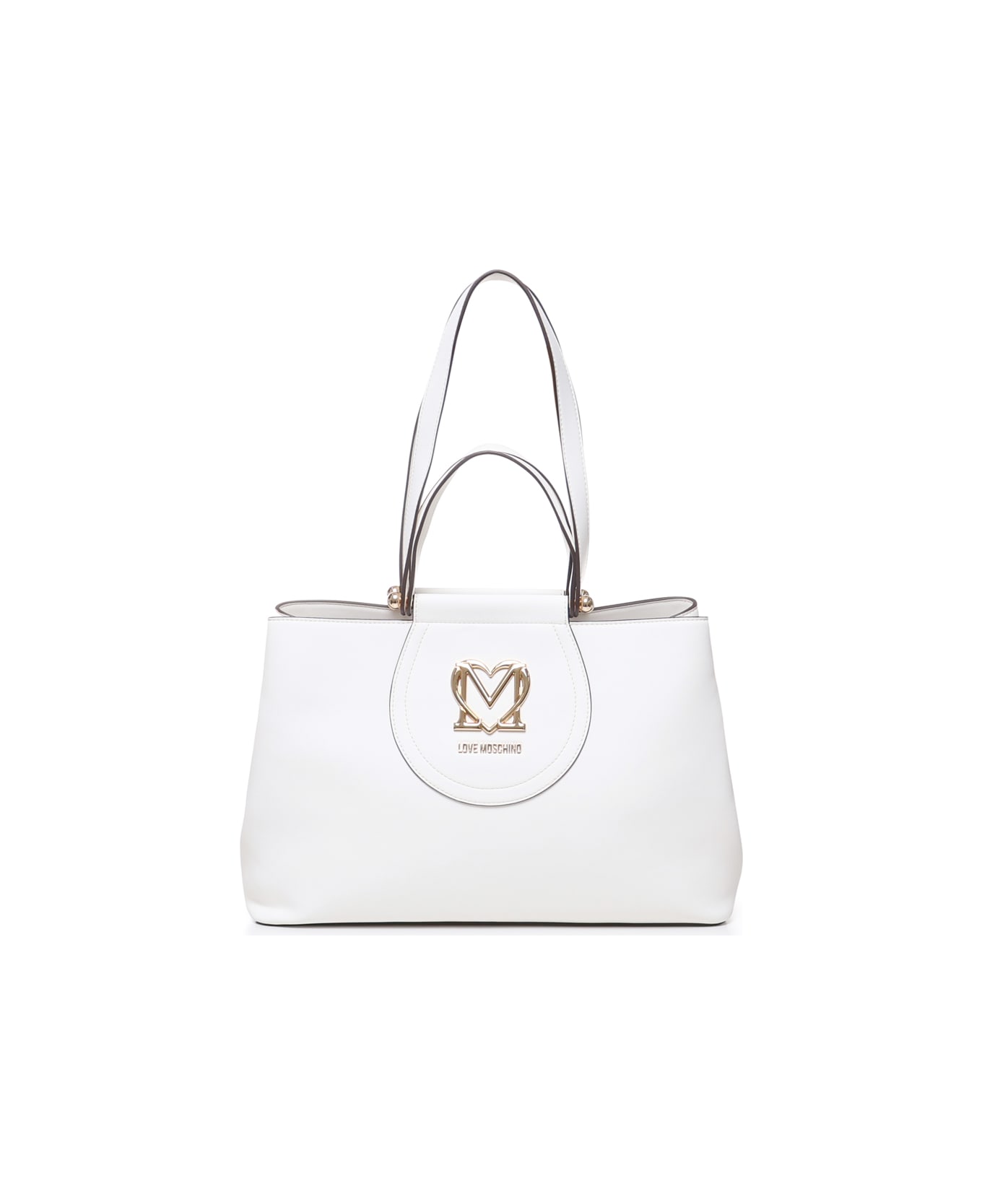 Love Moschino Tote Bag With Logo Plaque - White トートバッグ