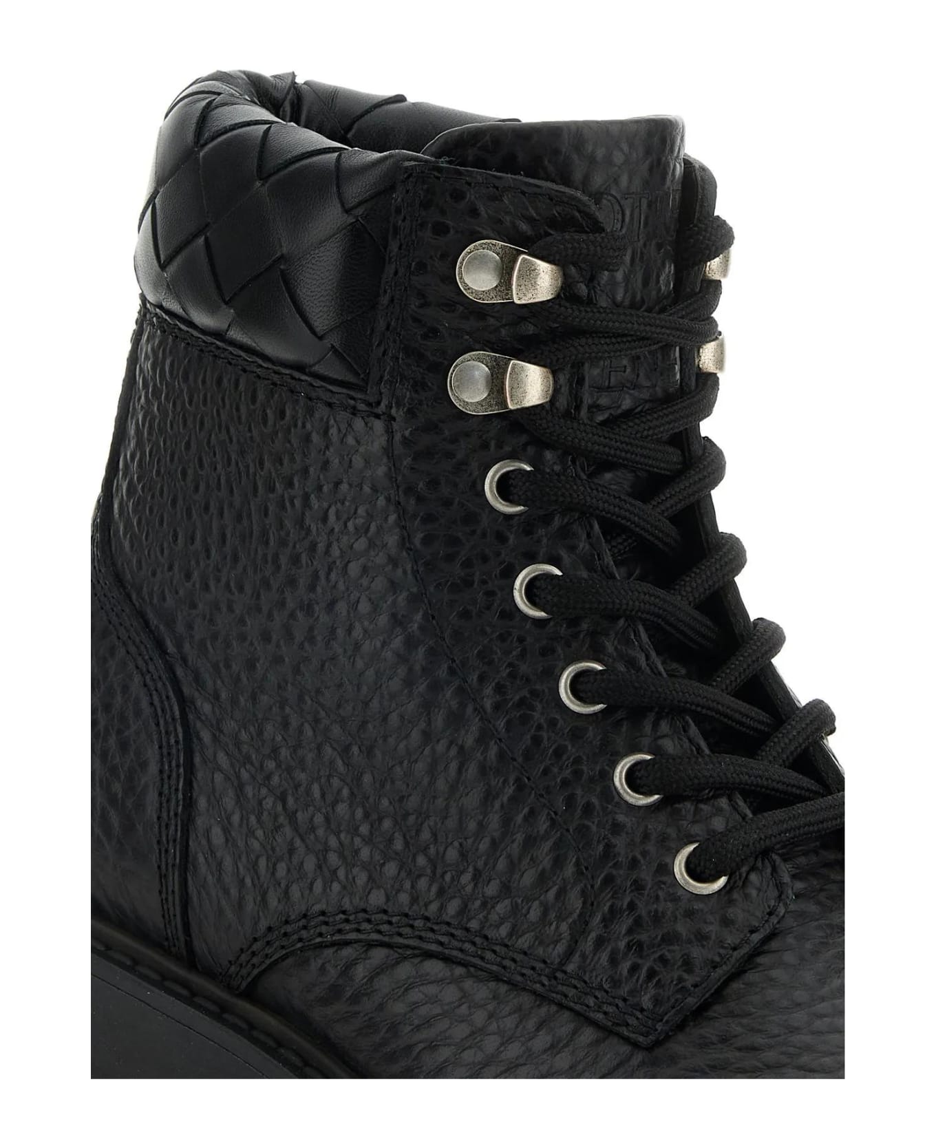 Bottega Veneta Black Leather Haddock Ankle Boots - Nero