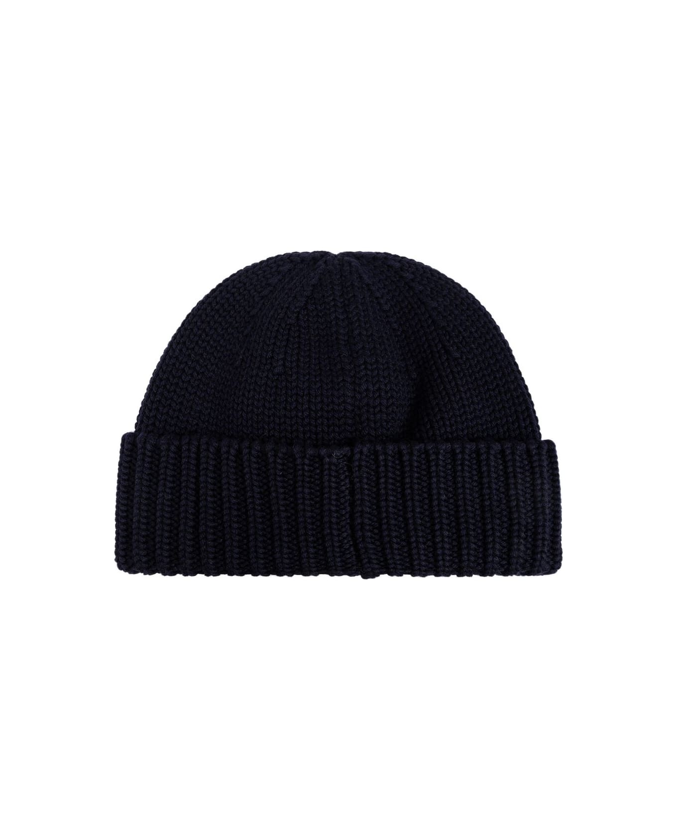 Woolrich Logo Intarsia Knit Beanie - Blue
