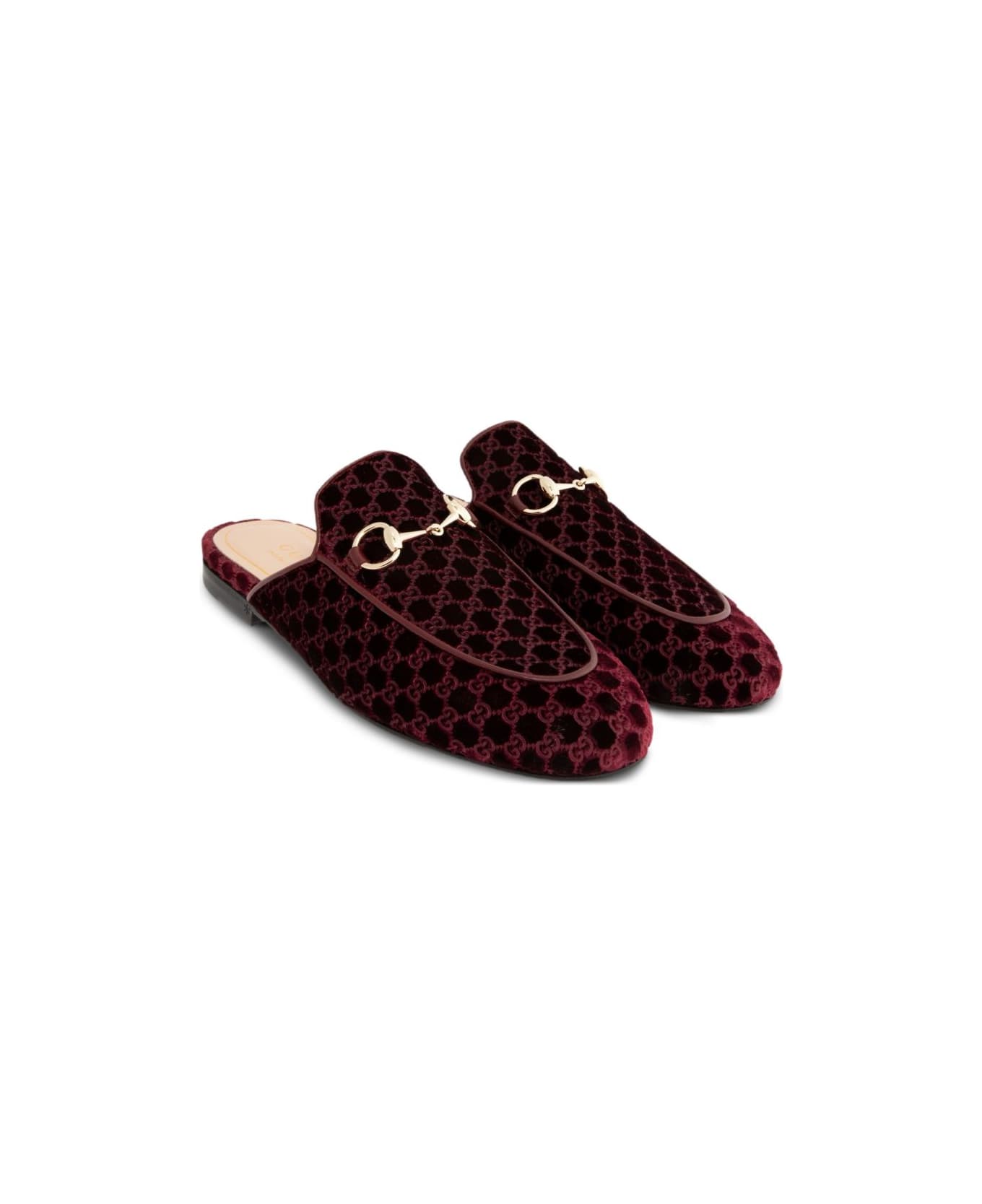 Gucci Princetown Velvet Slippers - Bordeaux
