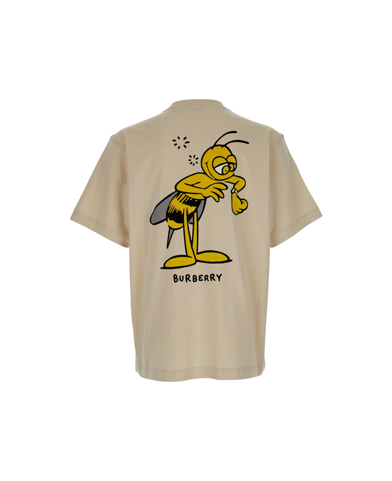 Burberry Beige T-shirt With Maxi Bee Print On The Back In Cotton Man - Beige