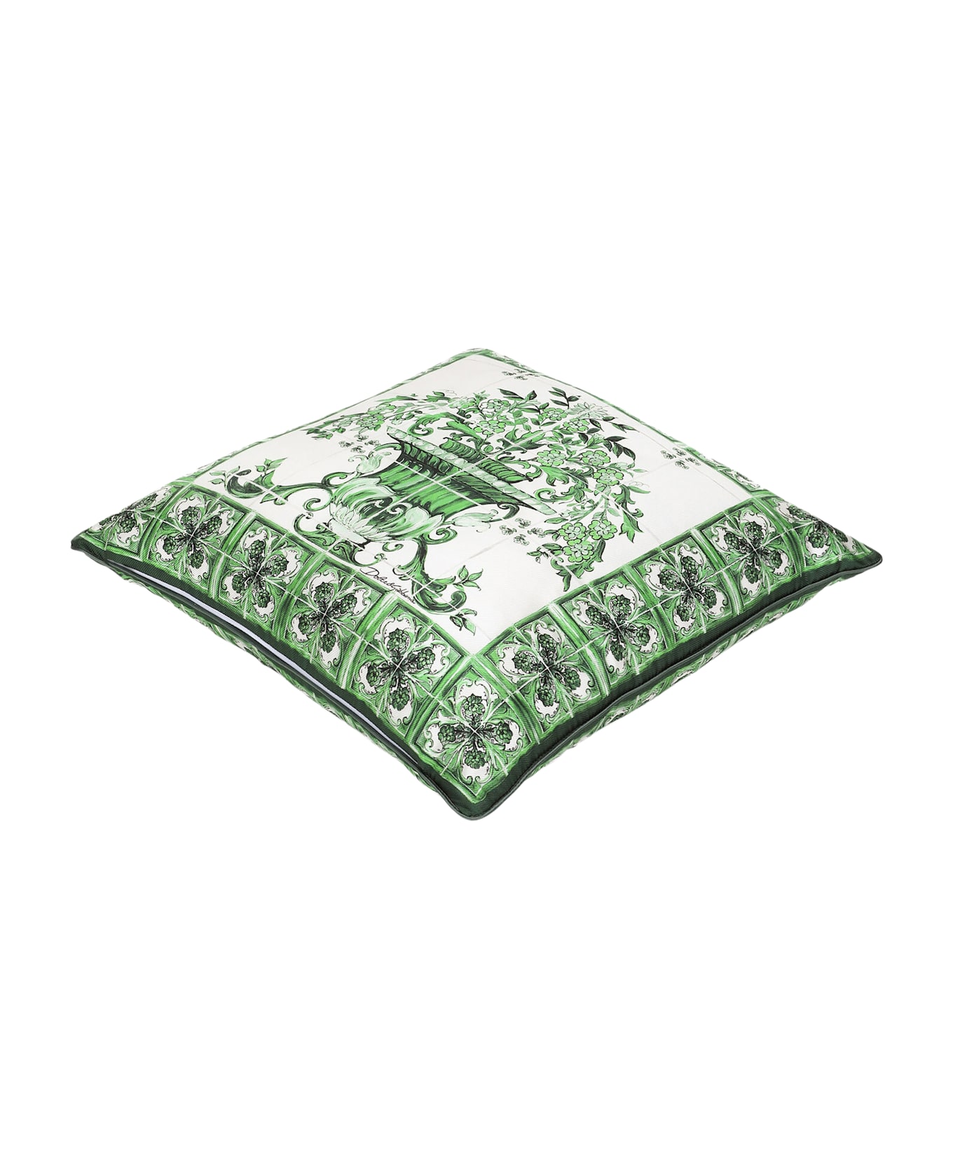 Dolce & Gabbana Small Cushion - Bianco e Verde