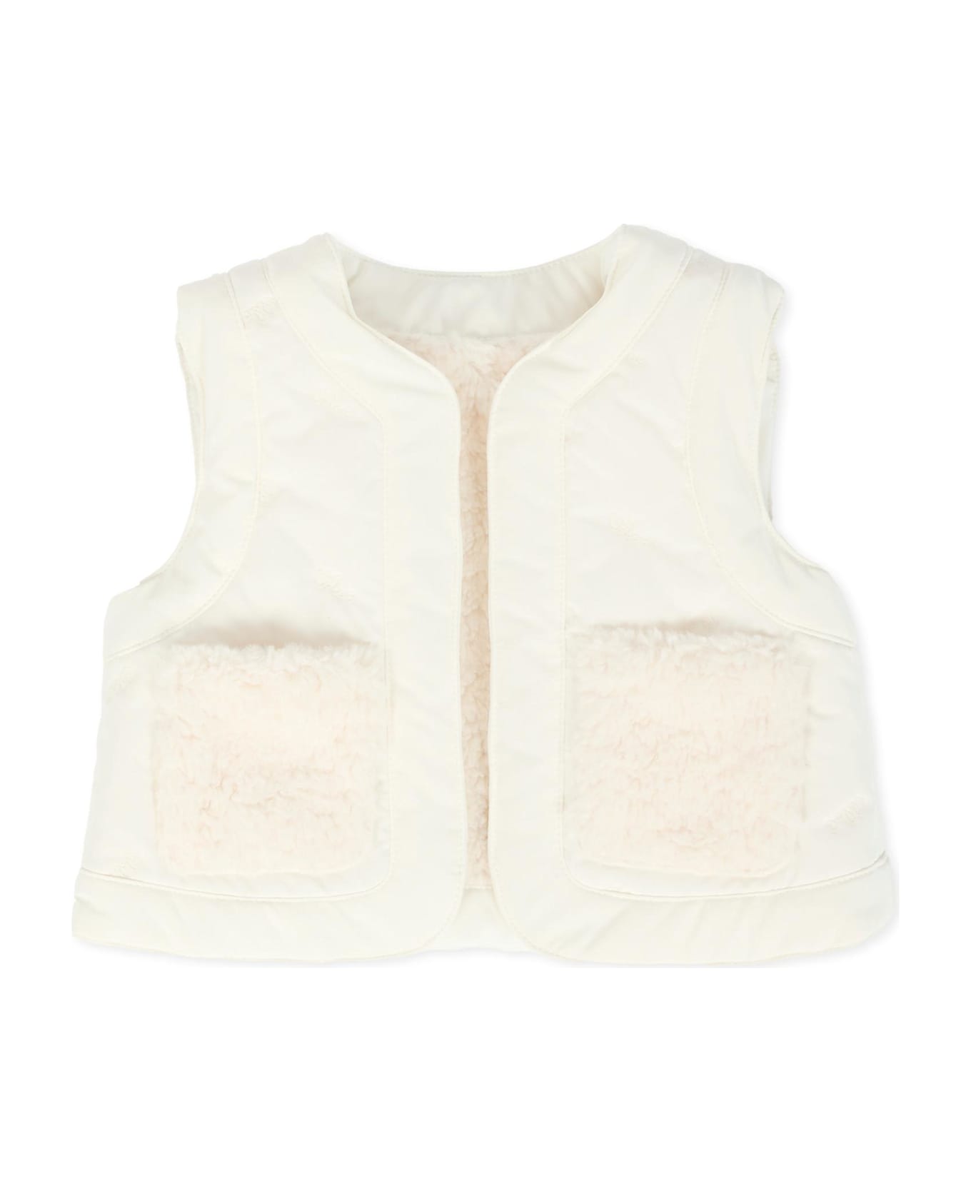 Chloé White Reversible Vest For Baby Girl With Logo - White