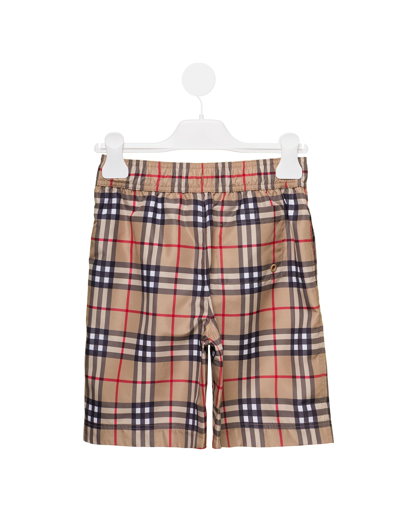 Burberry Malcom' Multicolor Swim Shorts With Vintage Check Print In Polyester Boy Burberry Kids - Beige