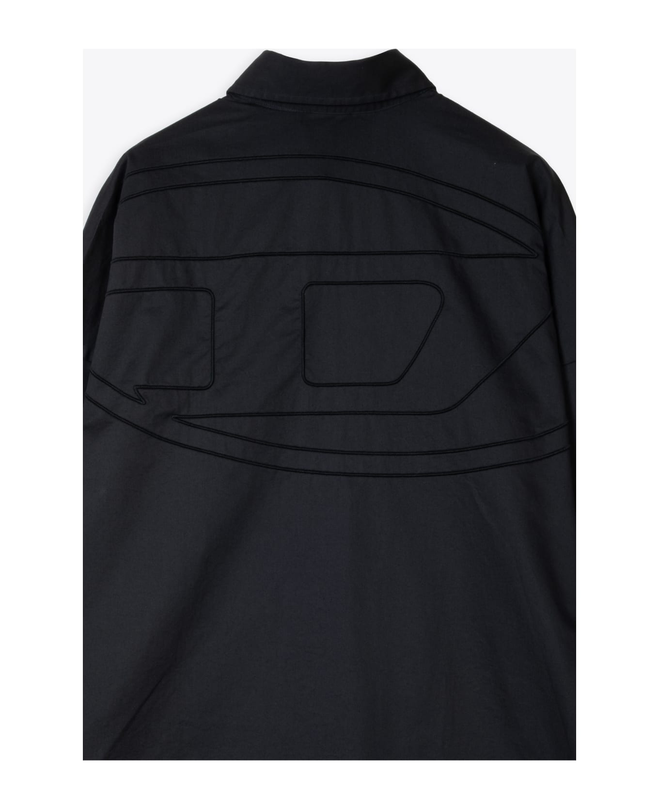 Diesel S-limo-logo Camicia Black Cotton Oversized Shirt With Oval-d Logo - S Limo Logo - Nero