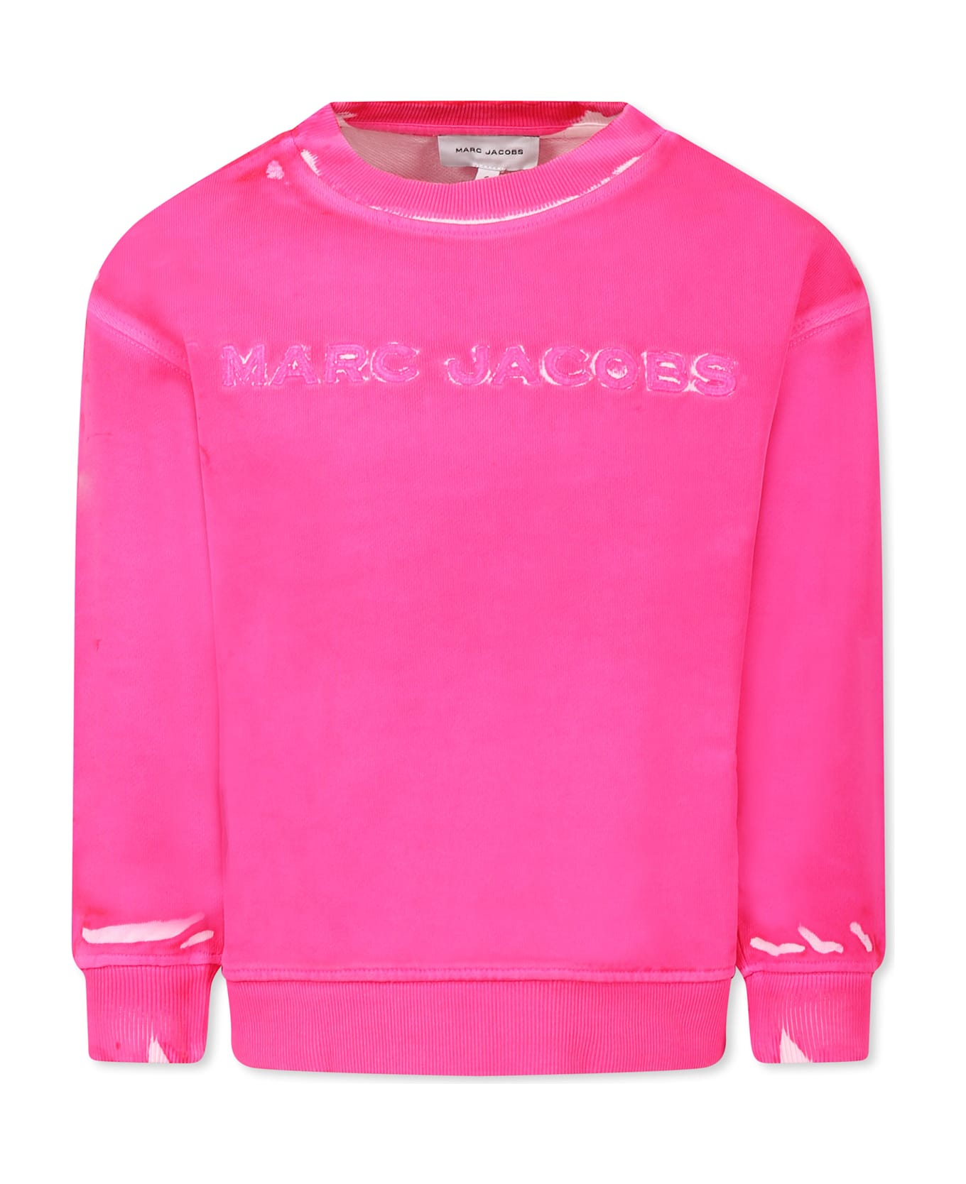 Little Marc Jacobs Fuchsia Sweatshirt For Girl With Logo - Fuchsia