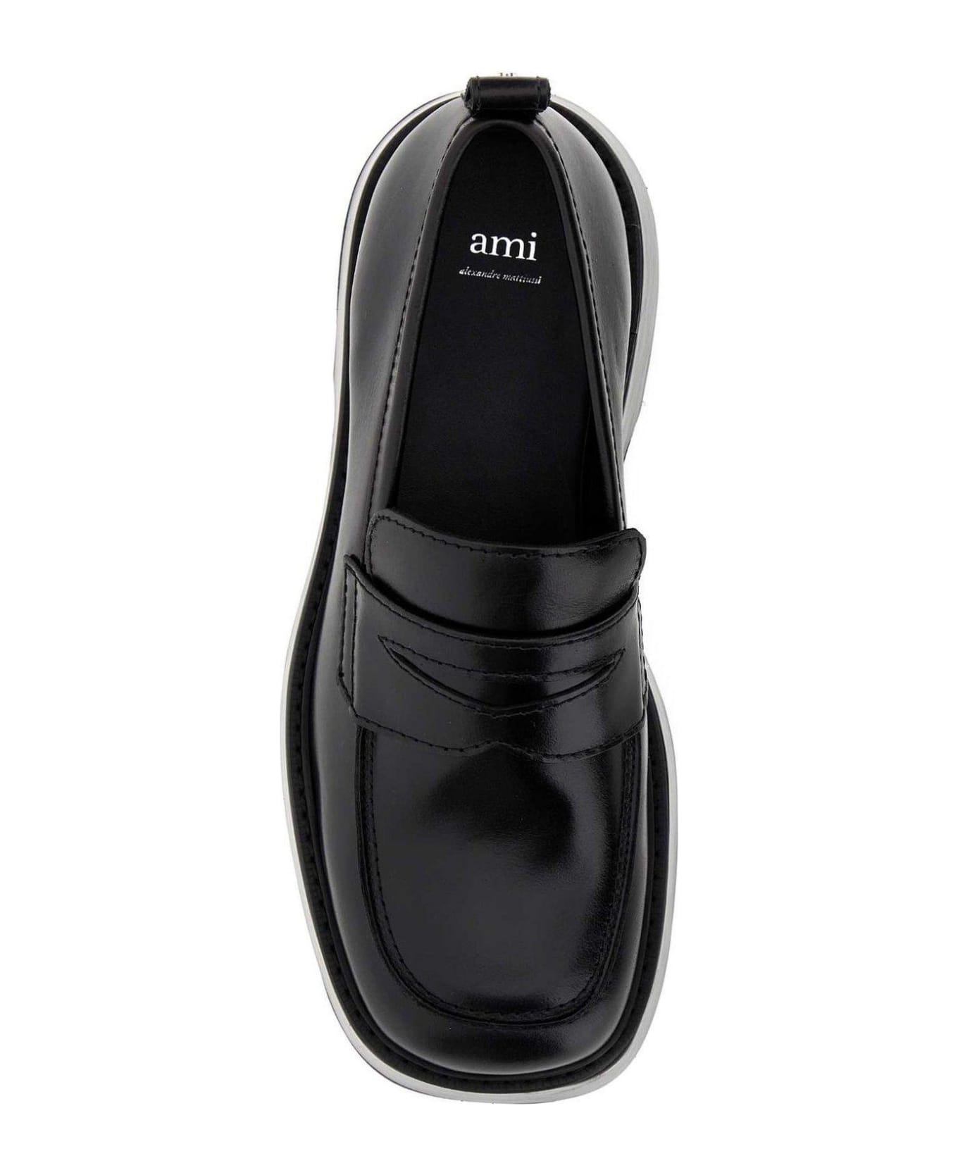 Ami Alexandre Mattiussi Squared-toe Loafers Flat Shoes - BLACK