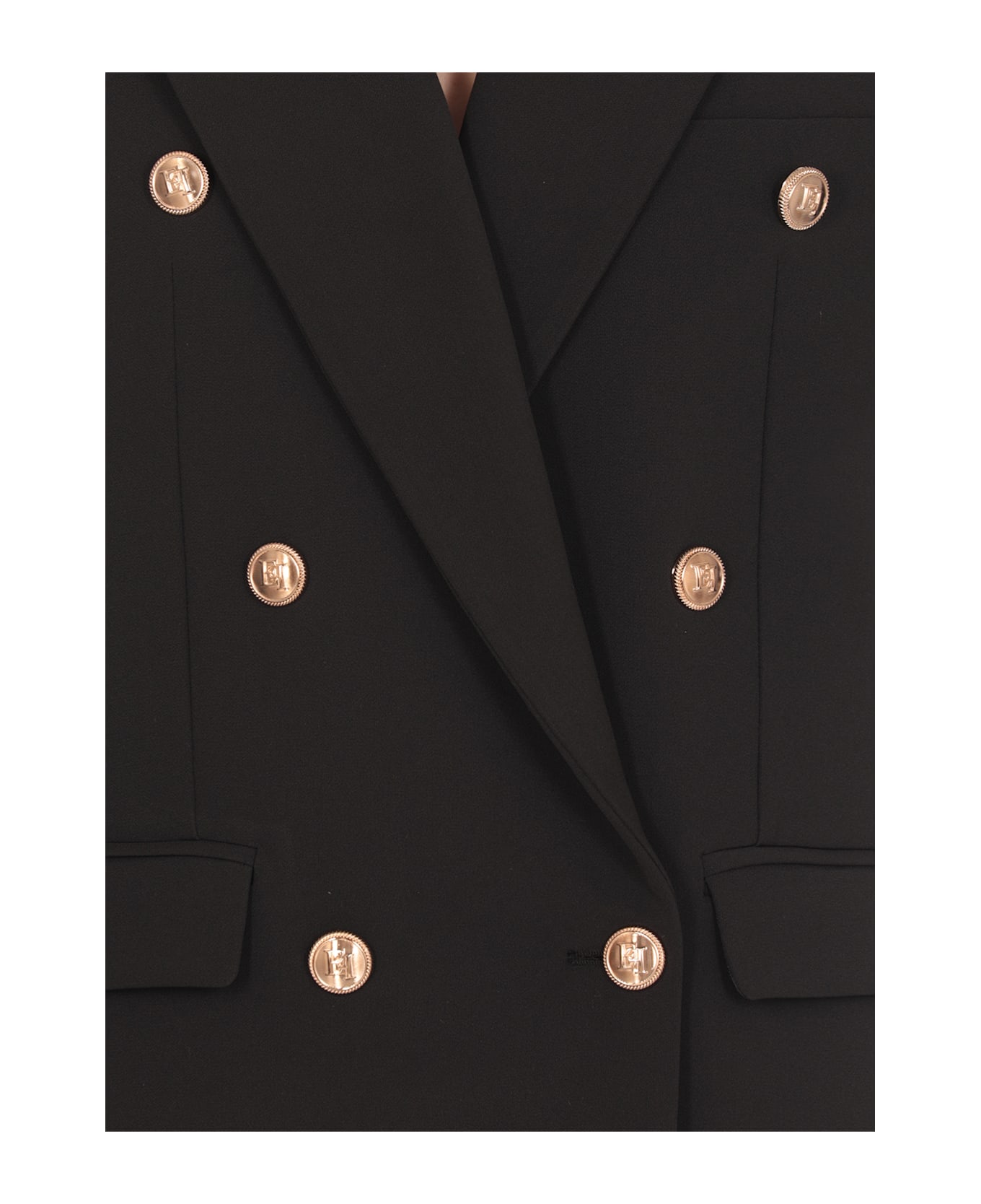 Elisabetta Franchi Crepe Double Breasted Blazer - Black