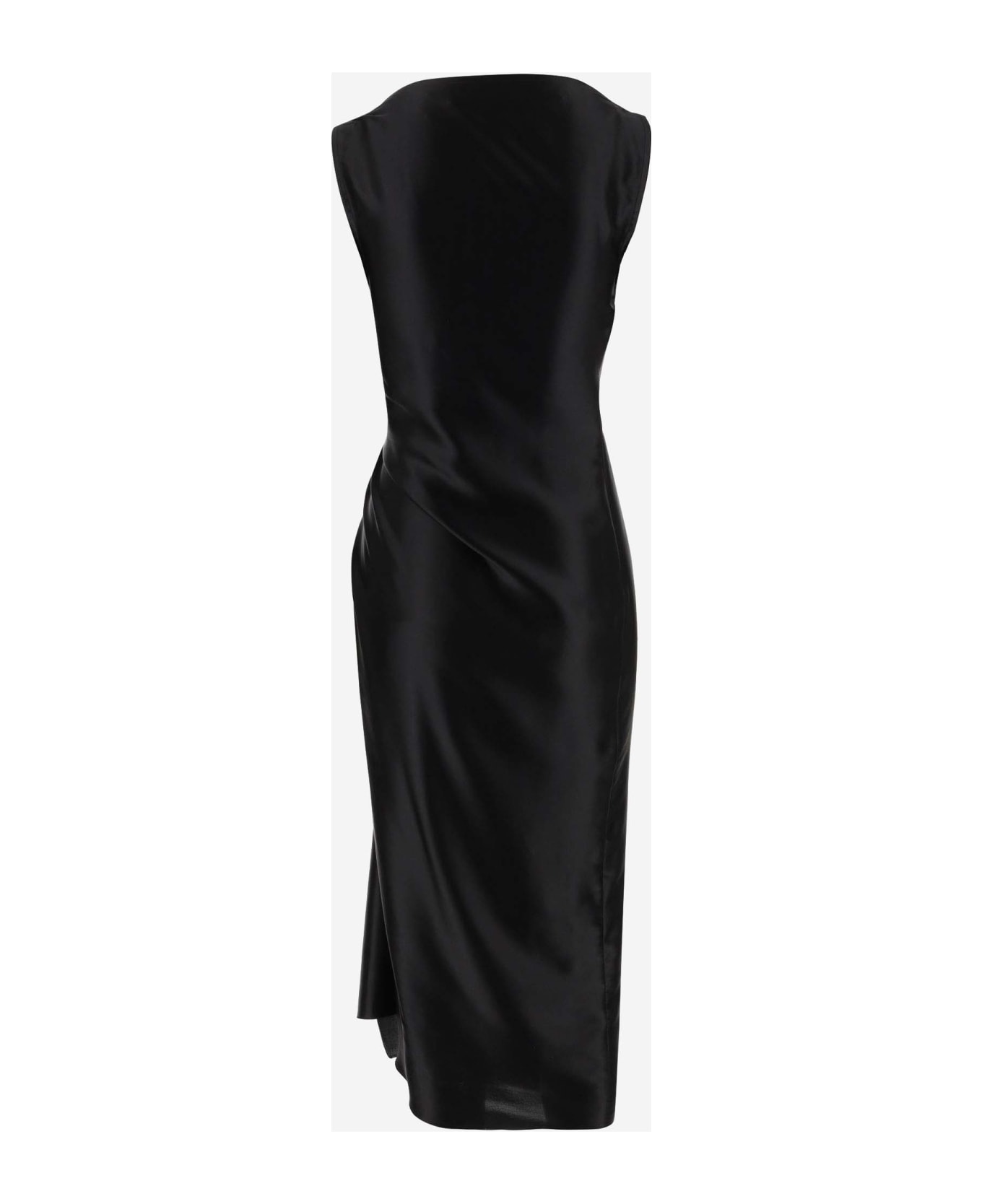 Stephan Janson Draped Silk Dress - Black
