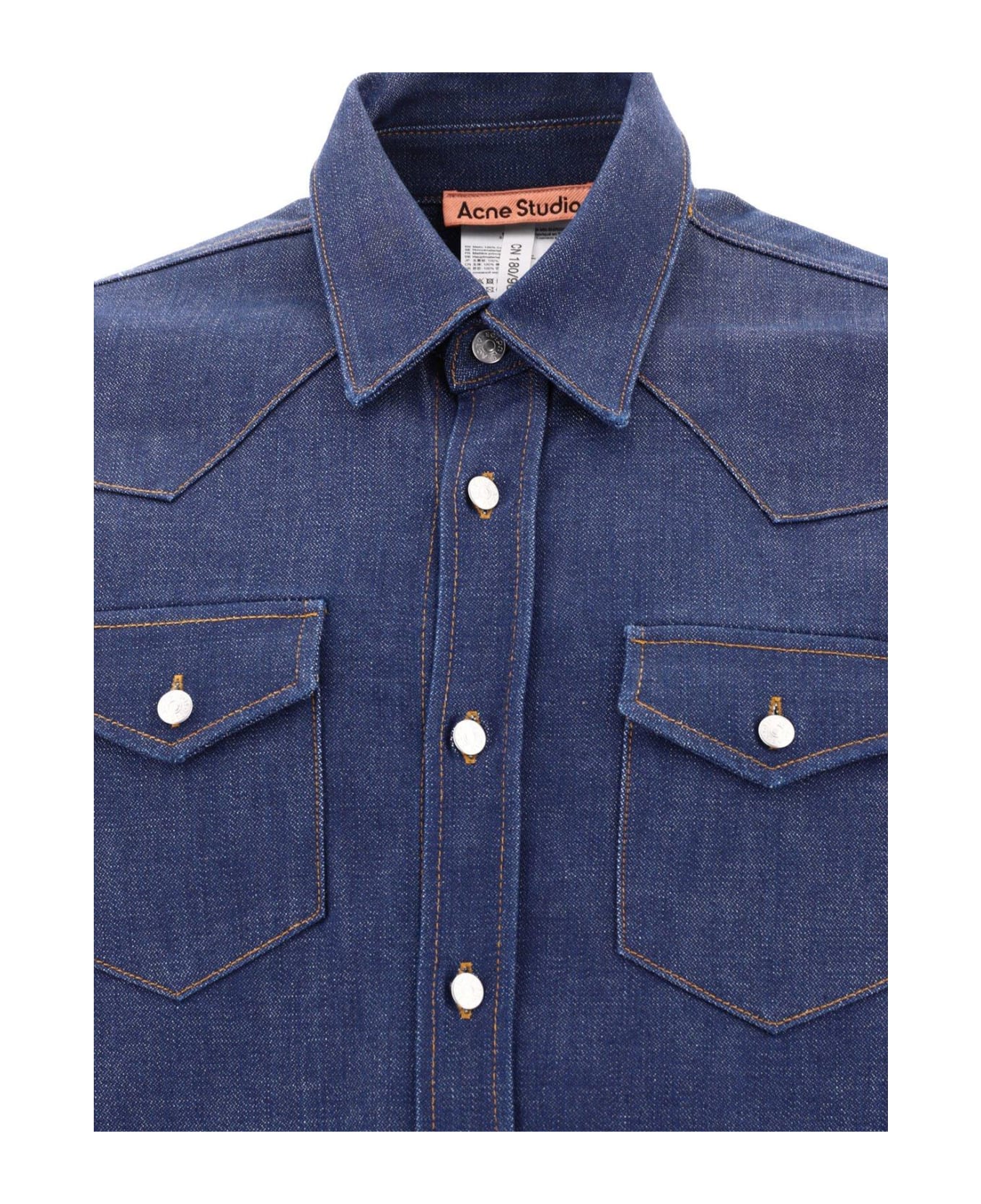 Acne Studios Collared Button-up Shirt - Indigo Blue