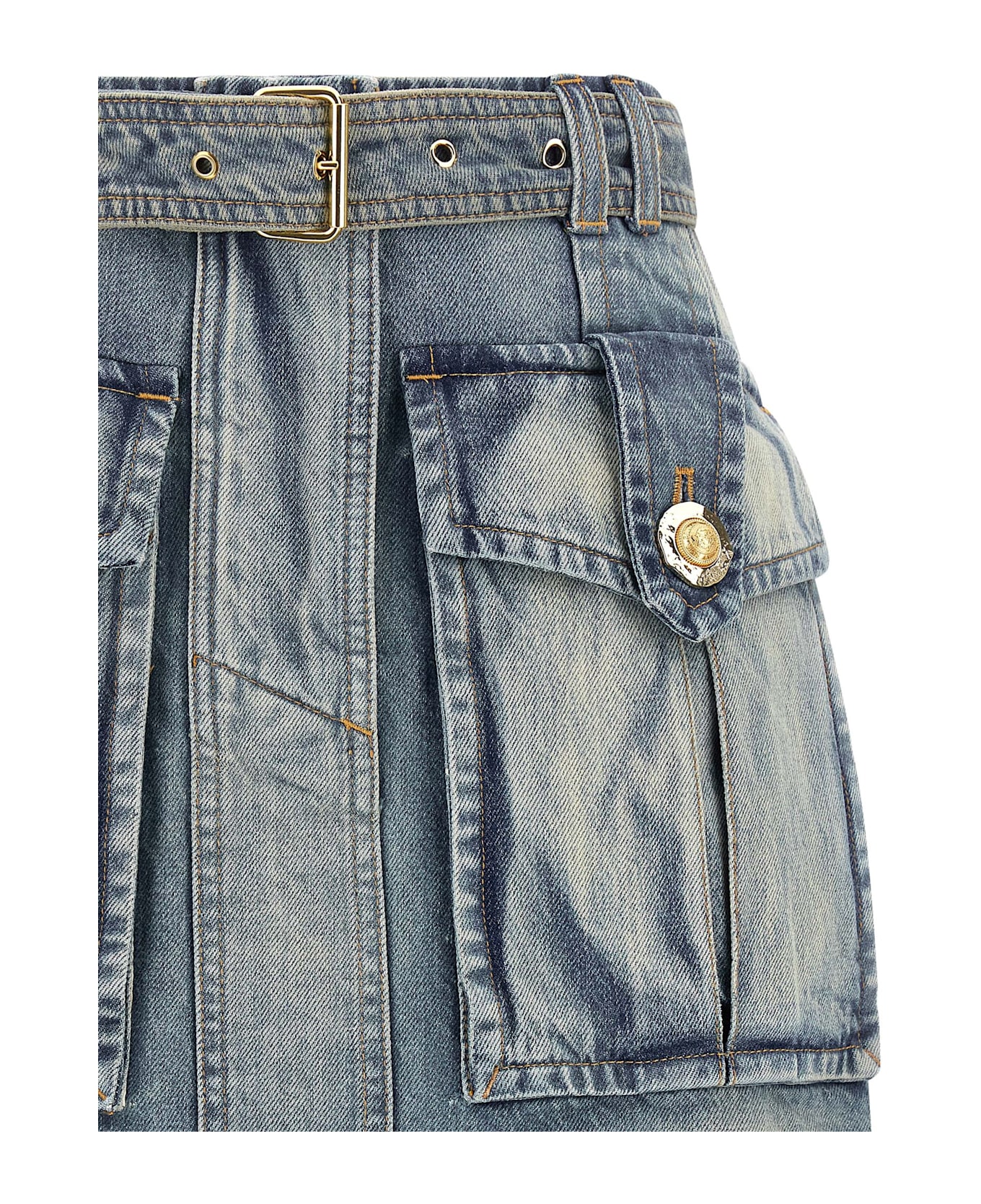 Balmain Cargo Pocket Skirt - Light Blue