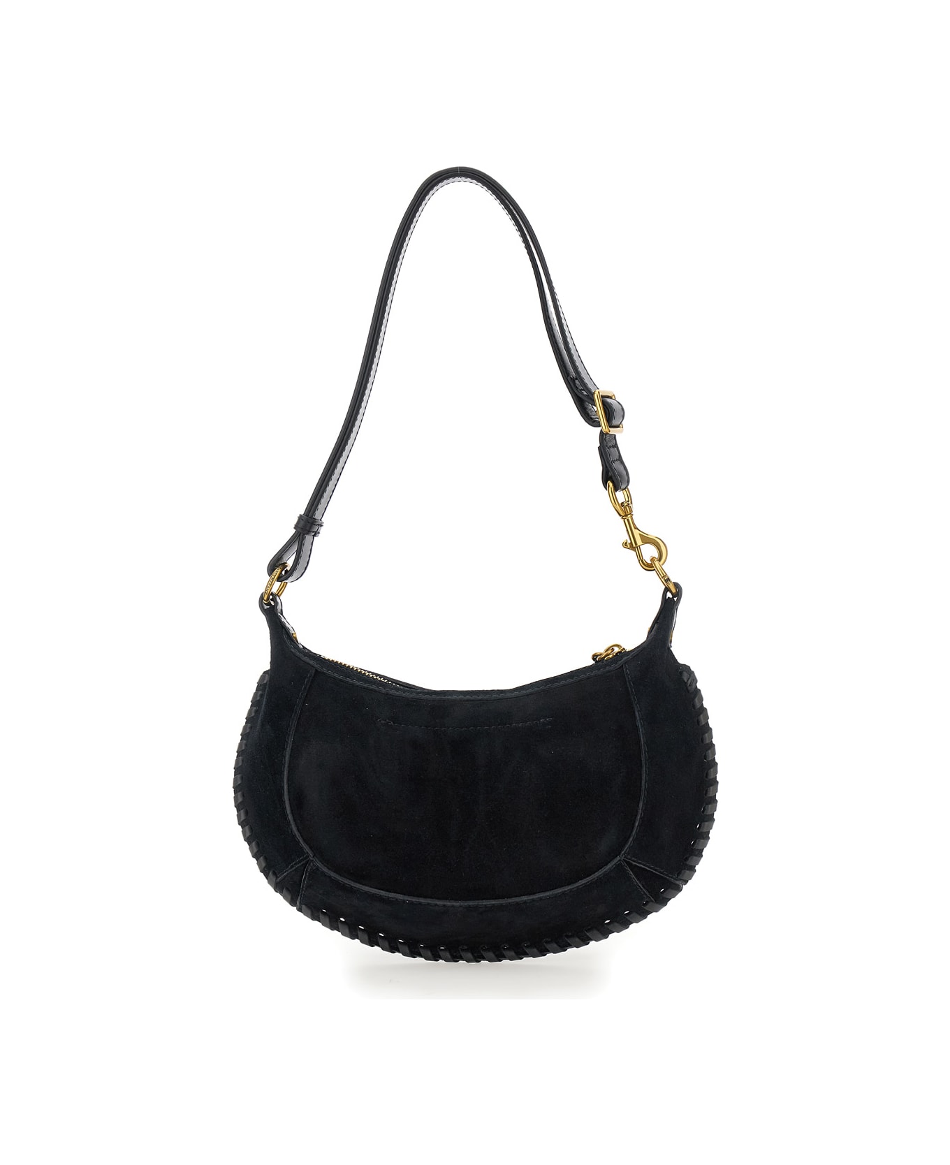 Isabel Marant 
oskan Moon
 Black Crossbody Bag With Front Logo Print In Suede Woman - Bk Black