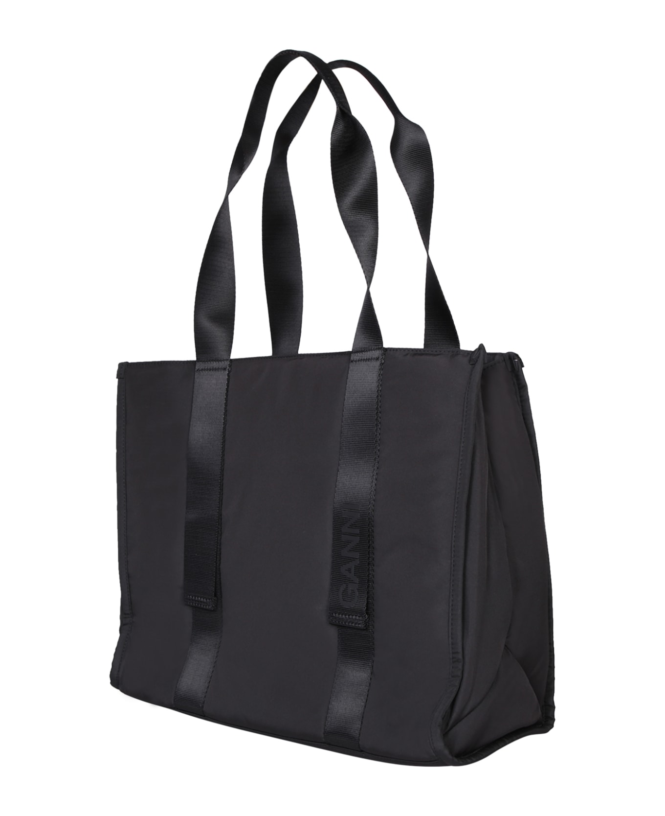 Ganni Medium Black Tote Bag - Black