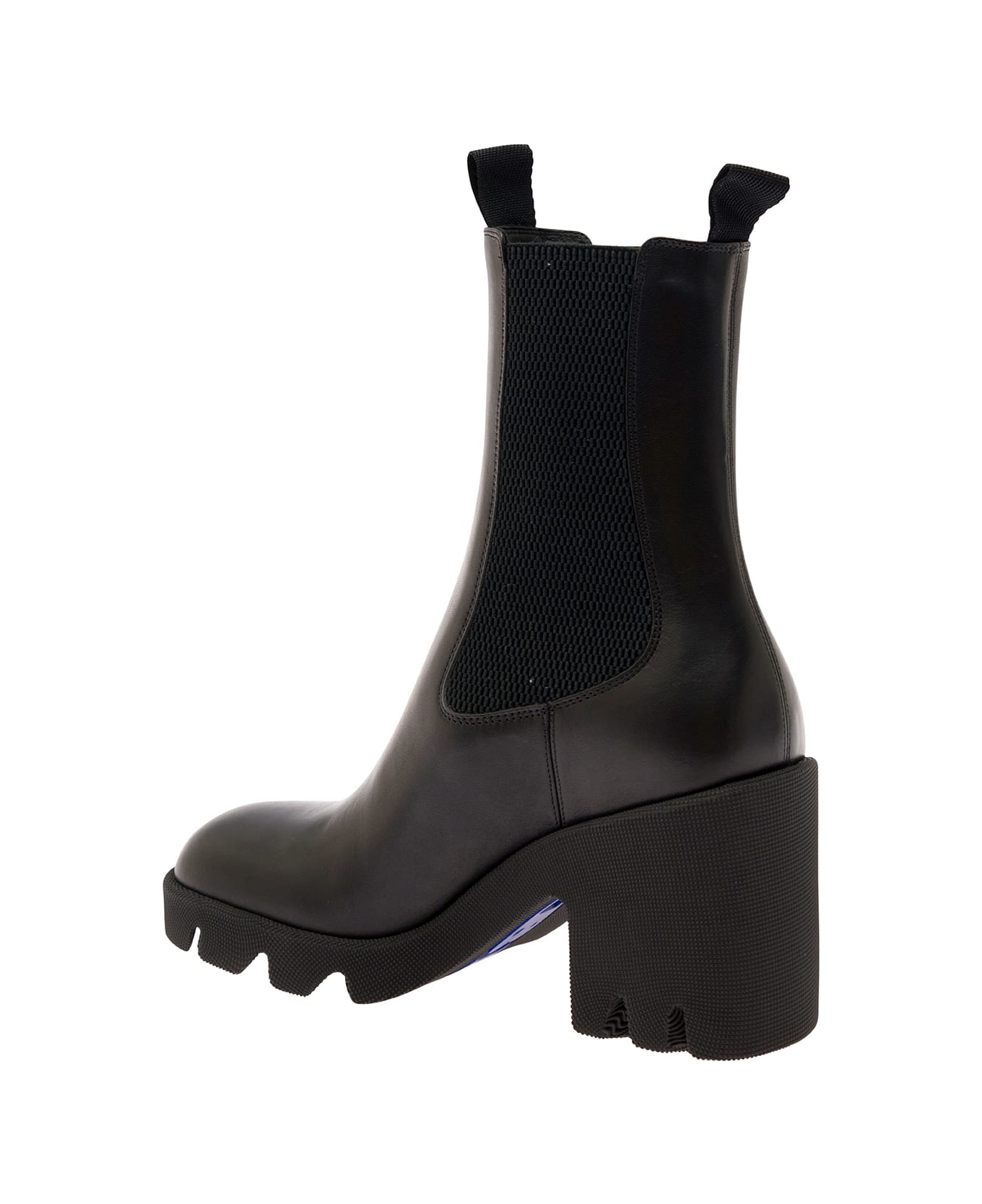 Burberry Black Chelsea Boots With Platform And Elastic Inserts In Leather Woman - Black