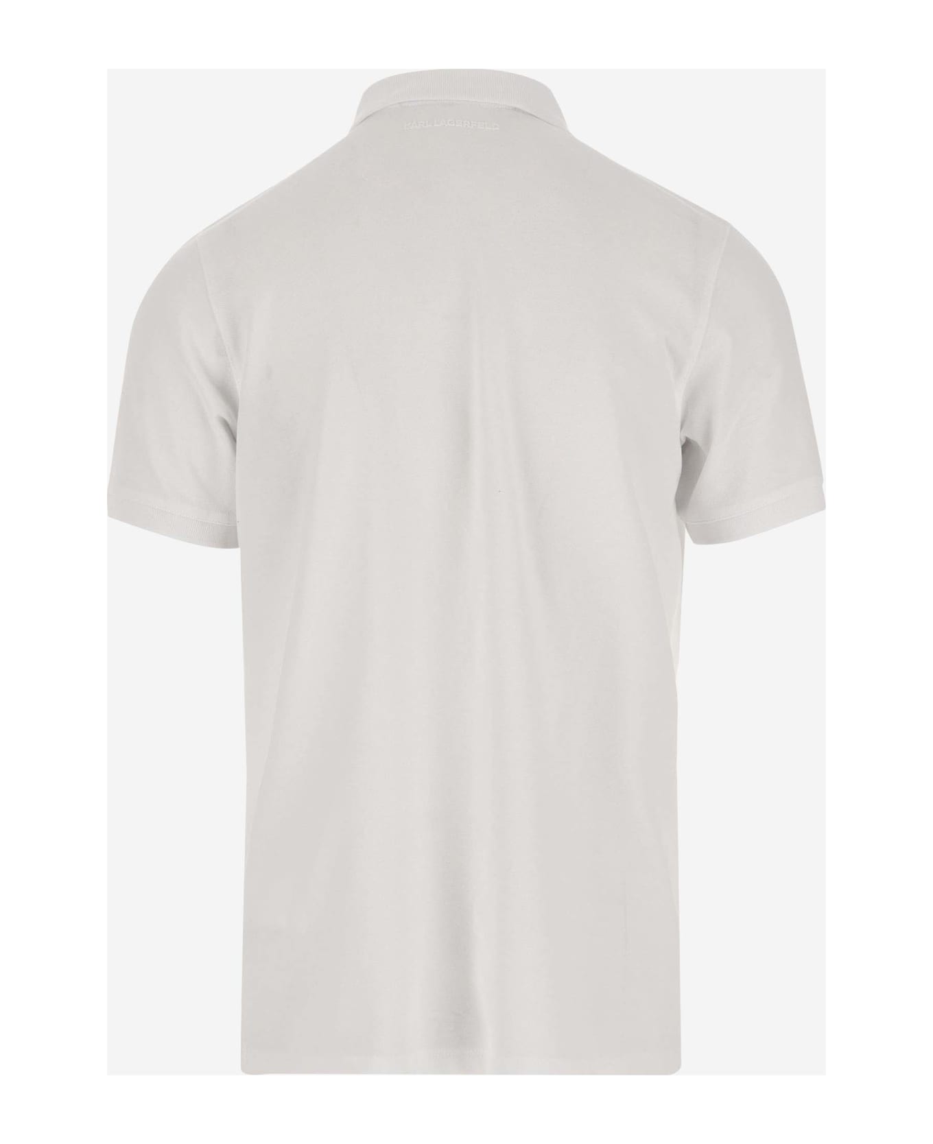 Karl Lagerfeld Stretch Cotton Polo Shirt With Logo - White