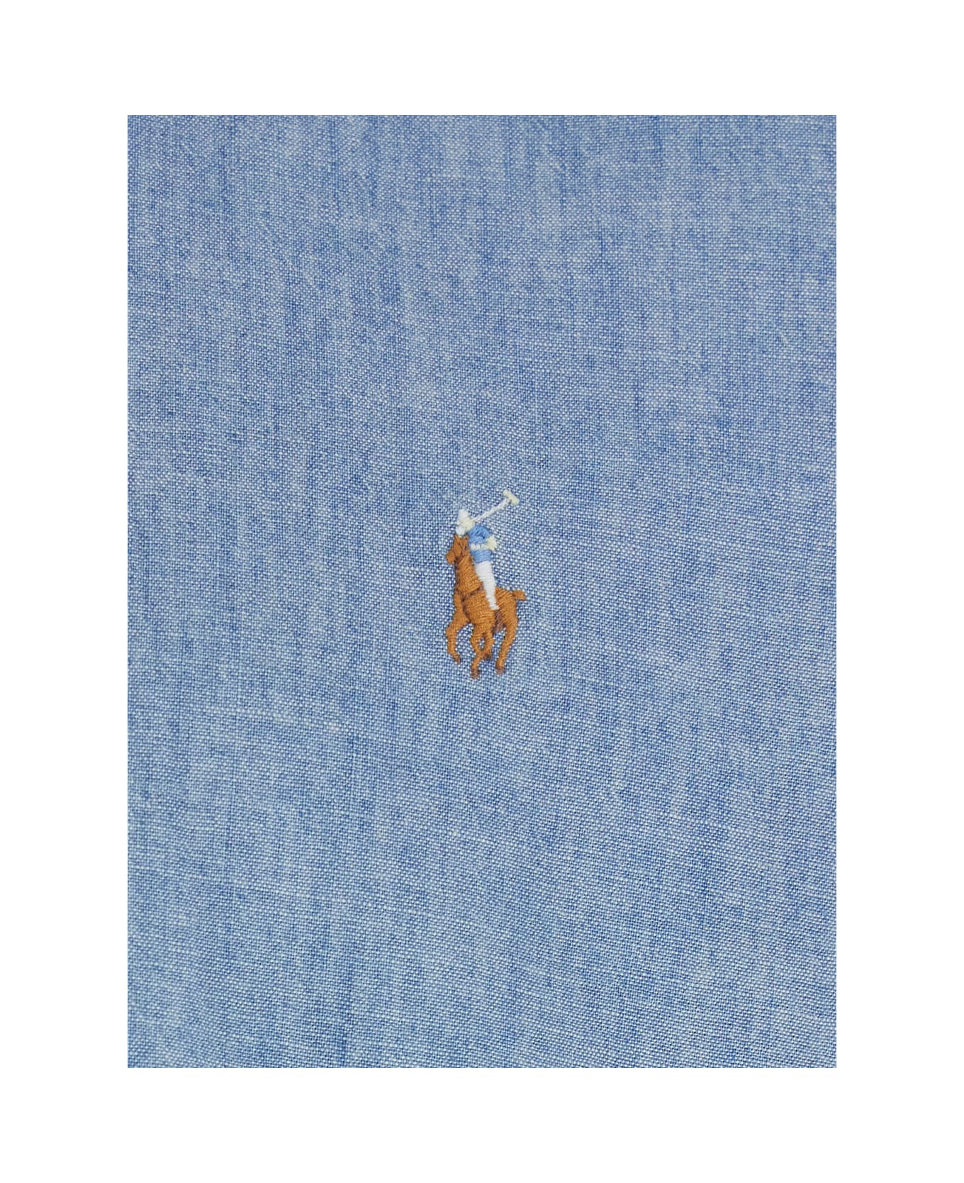 Ralph Lauren Light-blue Shirt With Cavallino Embroidery On The Front In Cotton Man - chambray