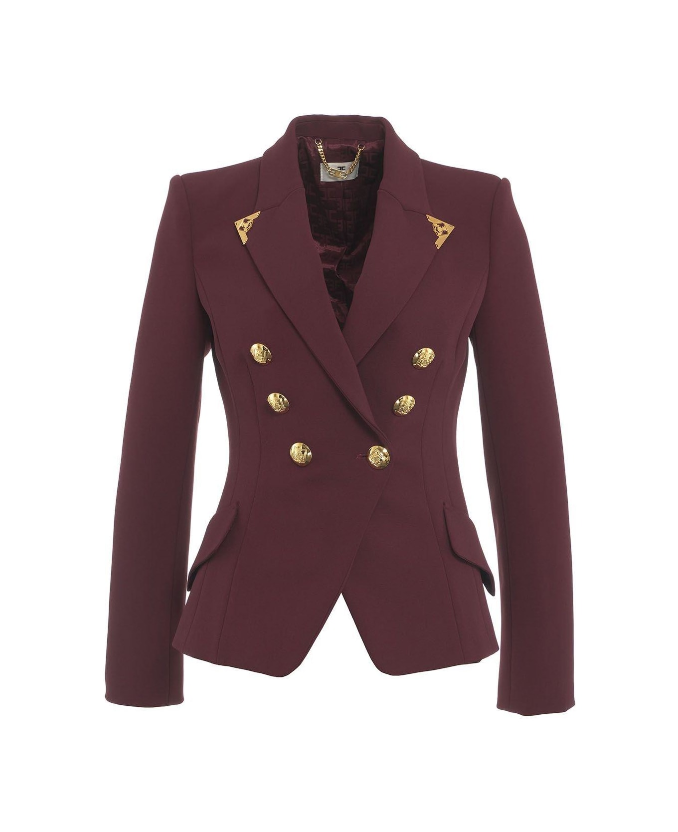 Elisabetta Franchi Stretch Crêpe Double-breasted Jacket - Rouge/noir
