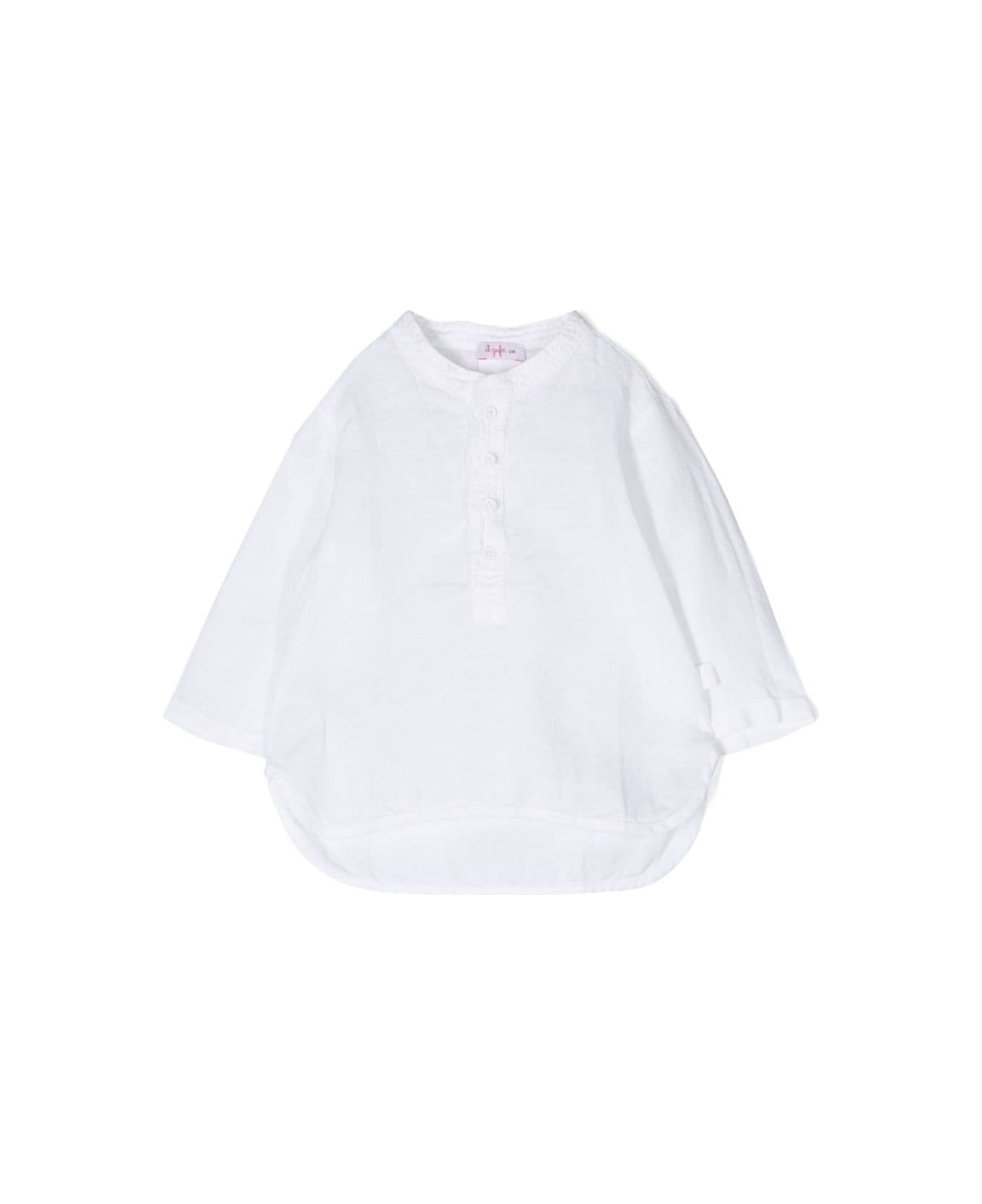 Il Gufo White Long Sleeve Shirt In Linen Baby - White シャツ