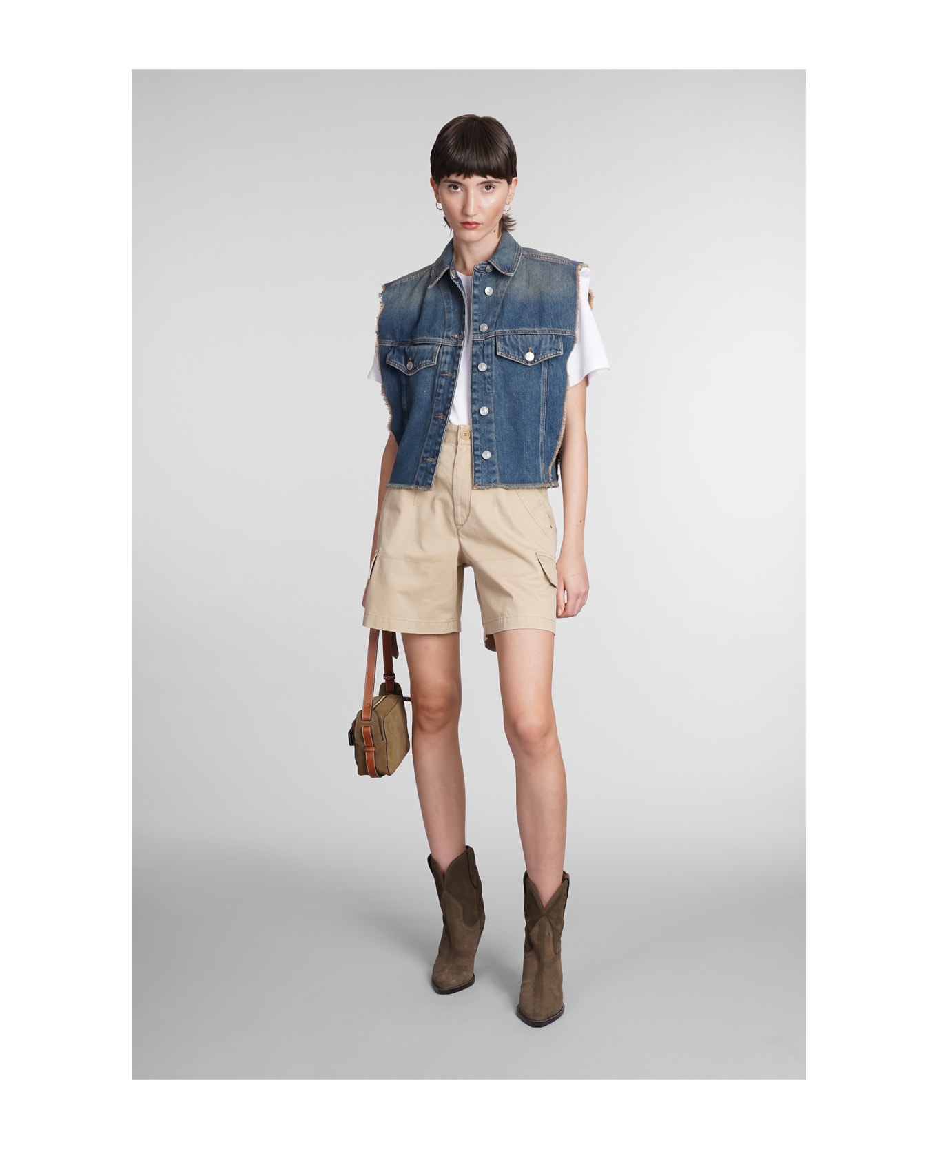 Isabel Marant Tyra Vest In Blue Cotton - blue