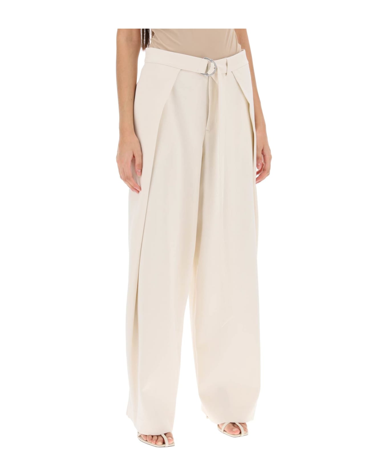 Ami Alexandre Mattiussi Wide Fit Pants With Floating Panels - IVORY (White)