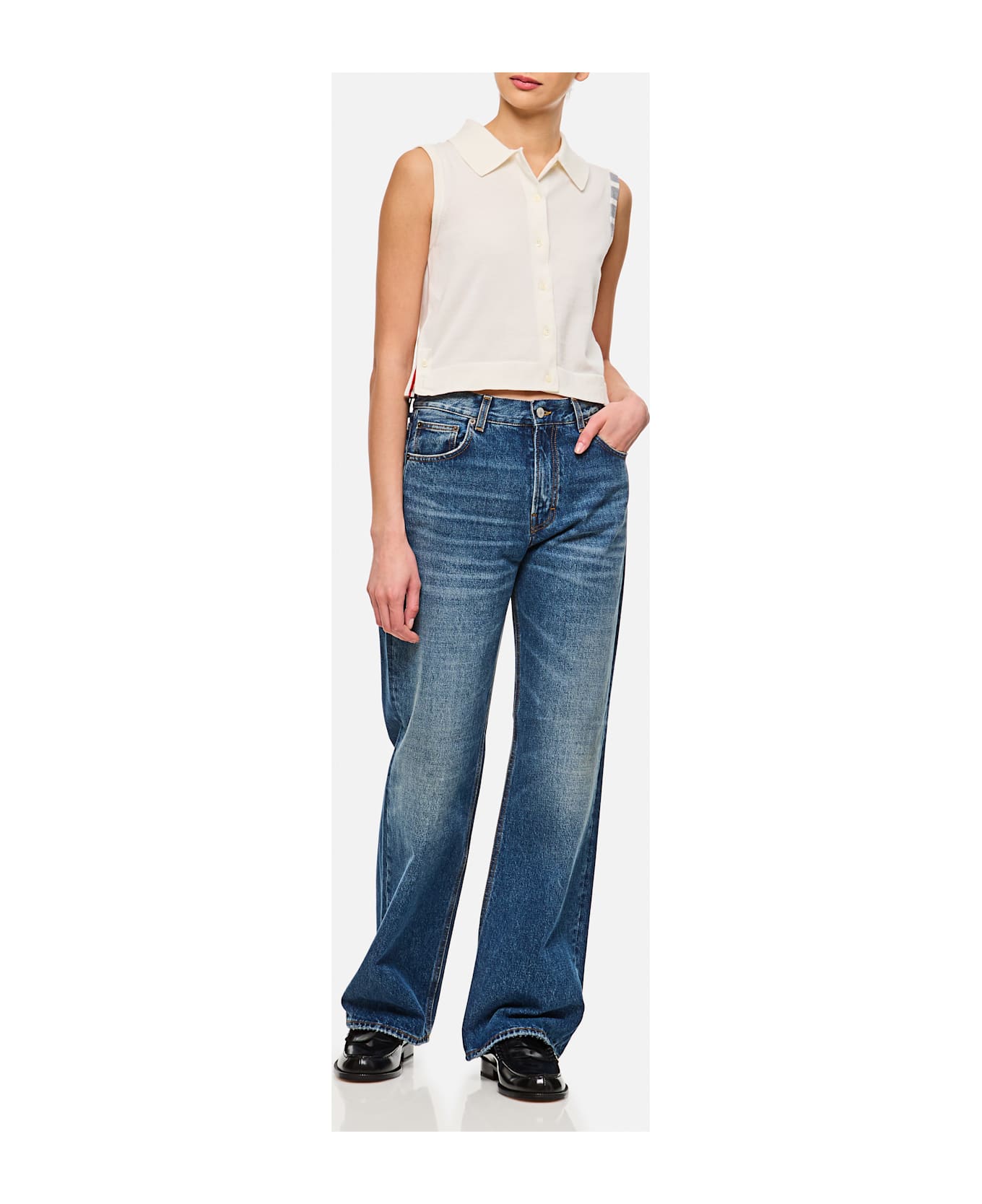Thom Browne Sleeveless Jersey Shirt - WHITE