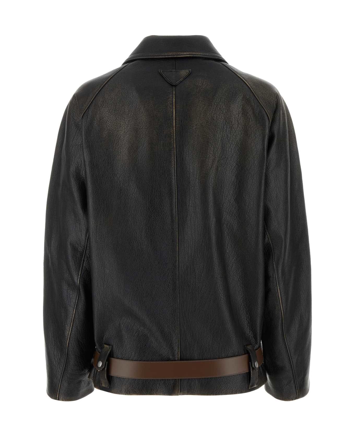 Prada Black Leather Jacket - Black