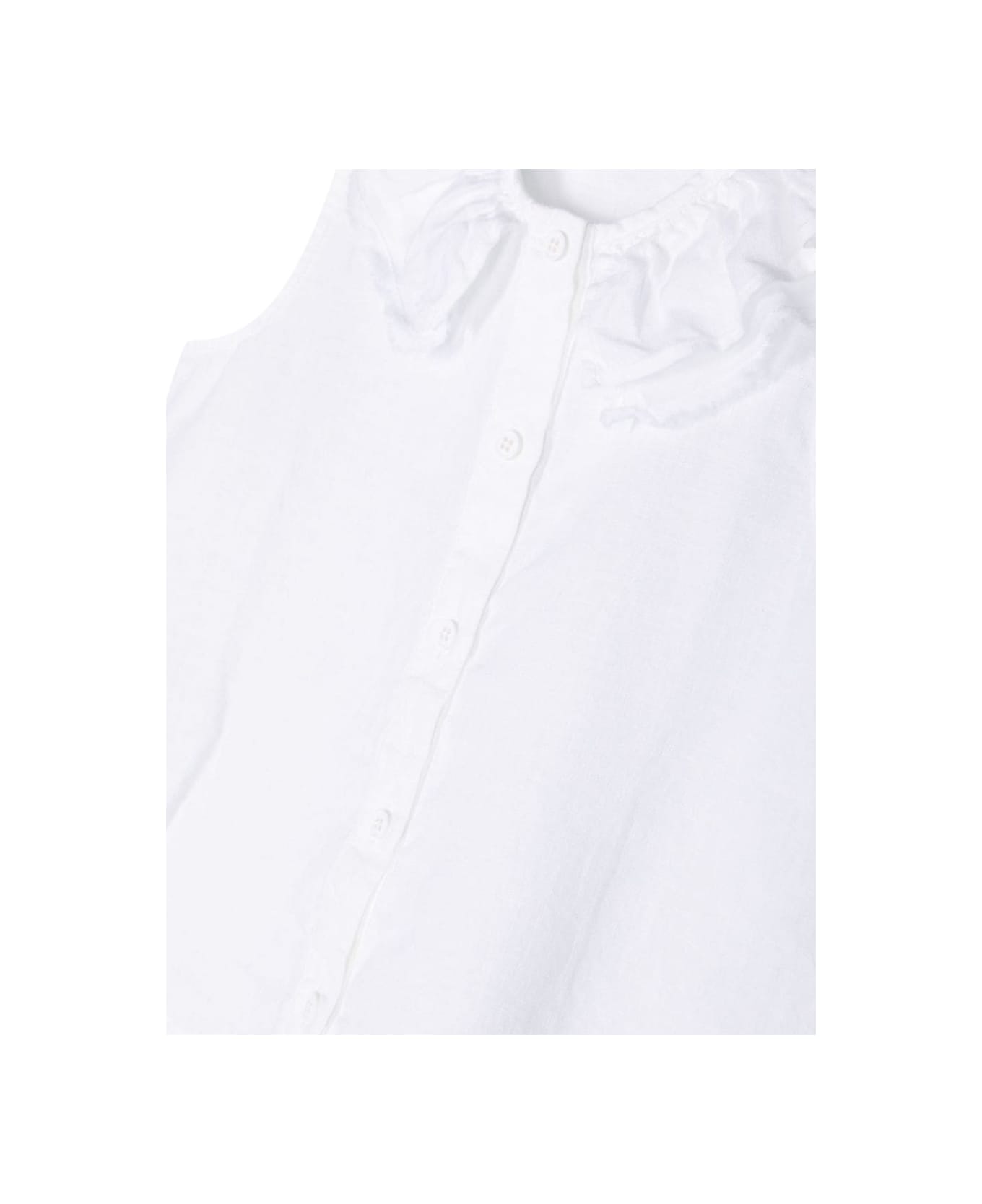 Il Gufo Sleeveless Shirt Ruffle Collar - WHITE