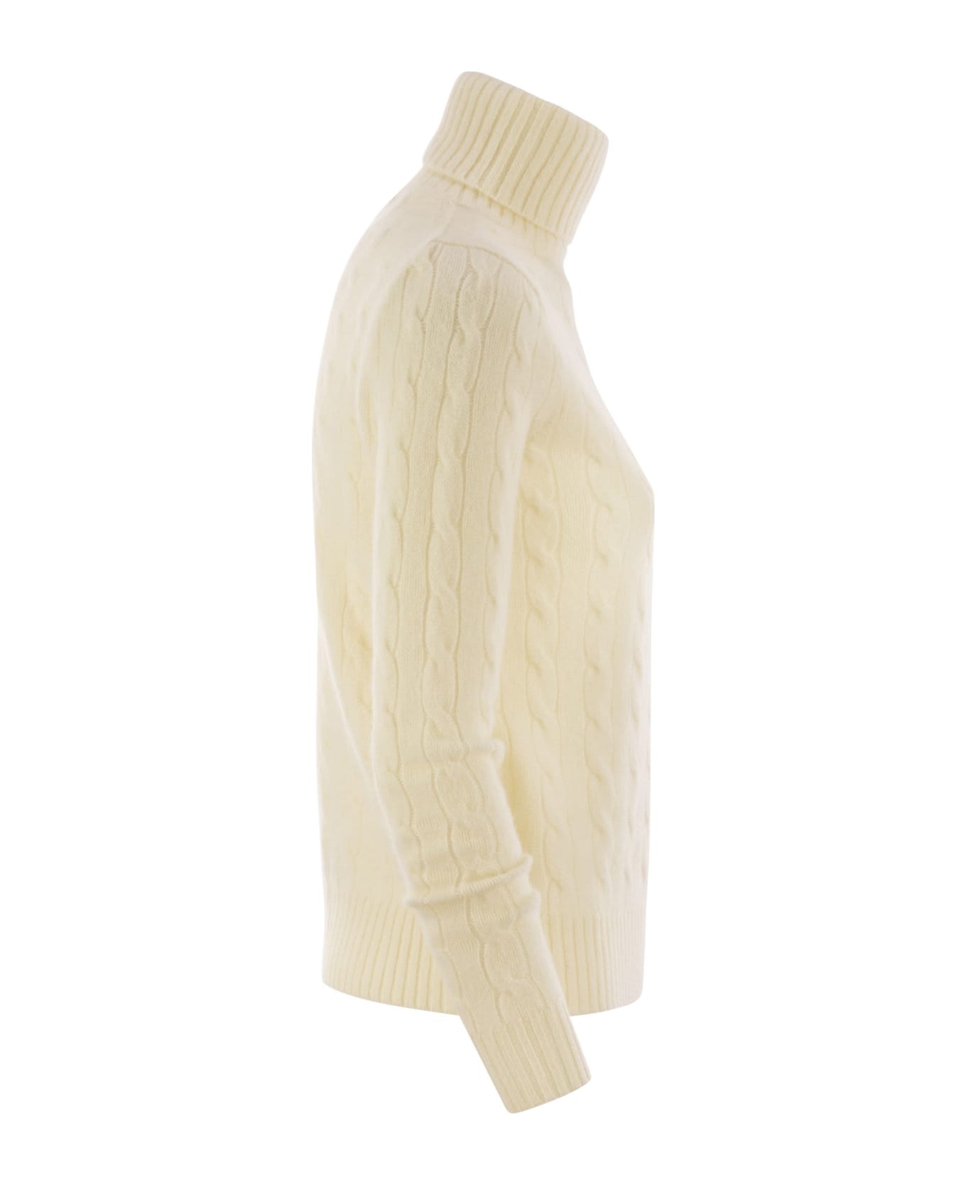 Polo Ralph Lauren Wool And Cashmere Cable-knit Turtleneck Sweater - Cream