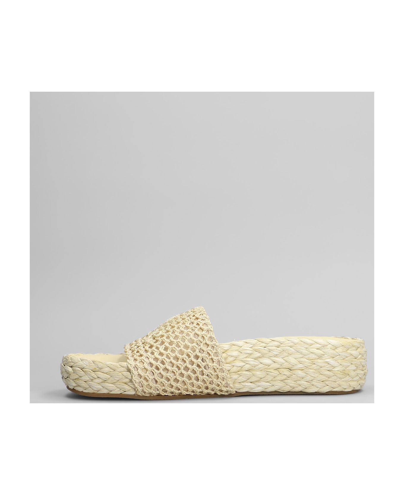 Chloé Isla Flats In Beige Raffia - beige