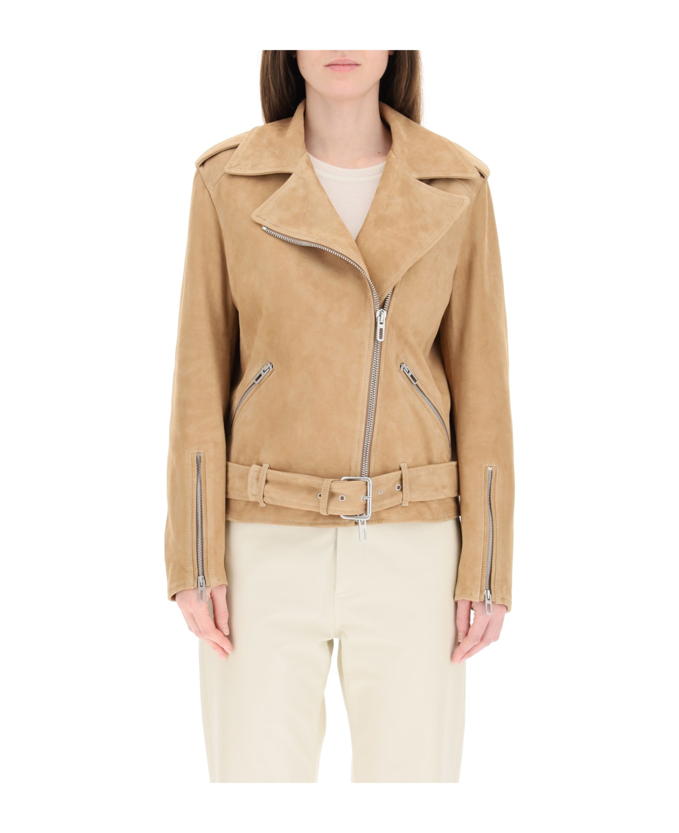 DROMe Suede Biker Jacket - SAND (Brown)