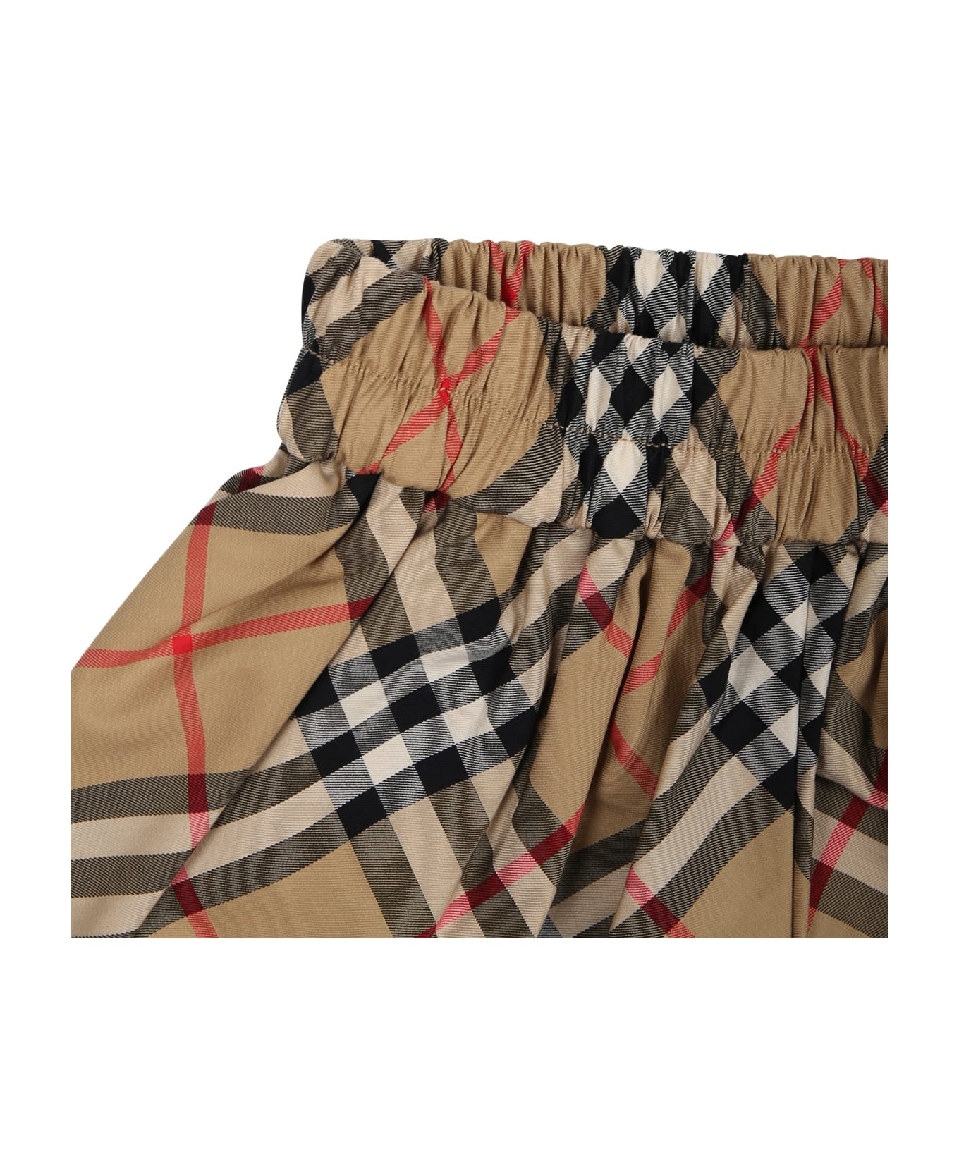 Burberry Beige Shorts For Baby Girl With Iconic All-over Vintage Check - vintage burberry colbert man