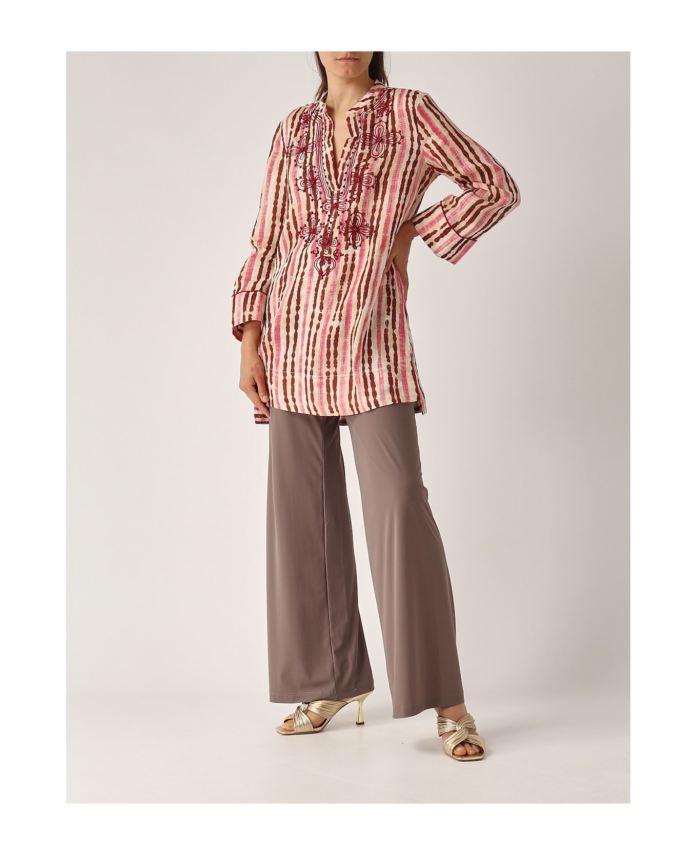 Malìparmi Camicia Caftano Shirt - ROSA-BEIGE