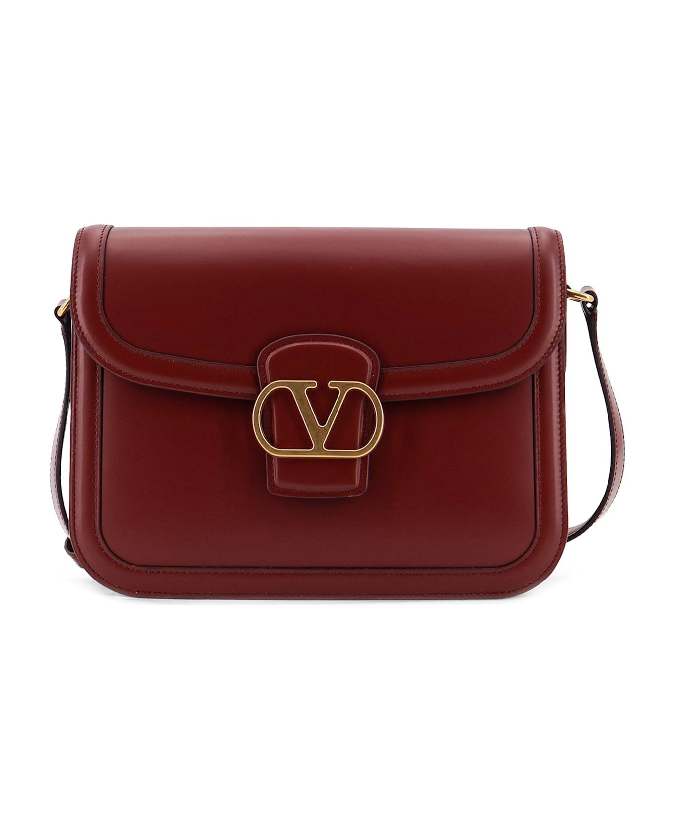 Valentino Garavani 9to5 Leather Shoulder Bag - BRICK RUBY