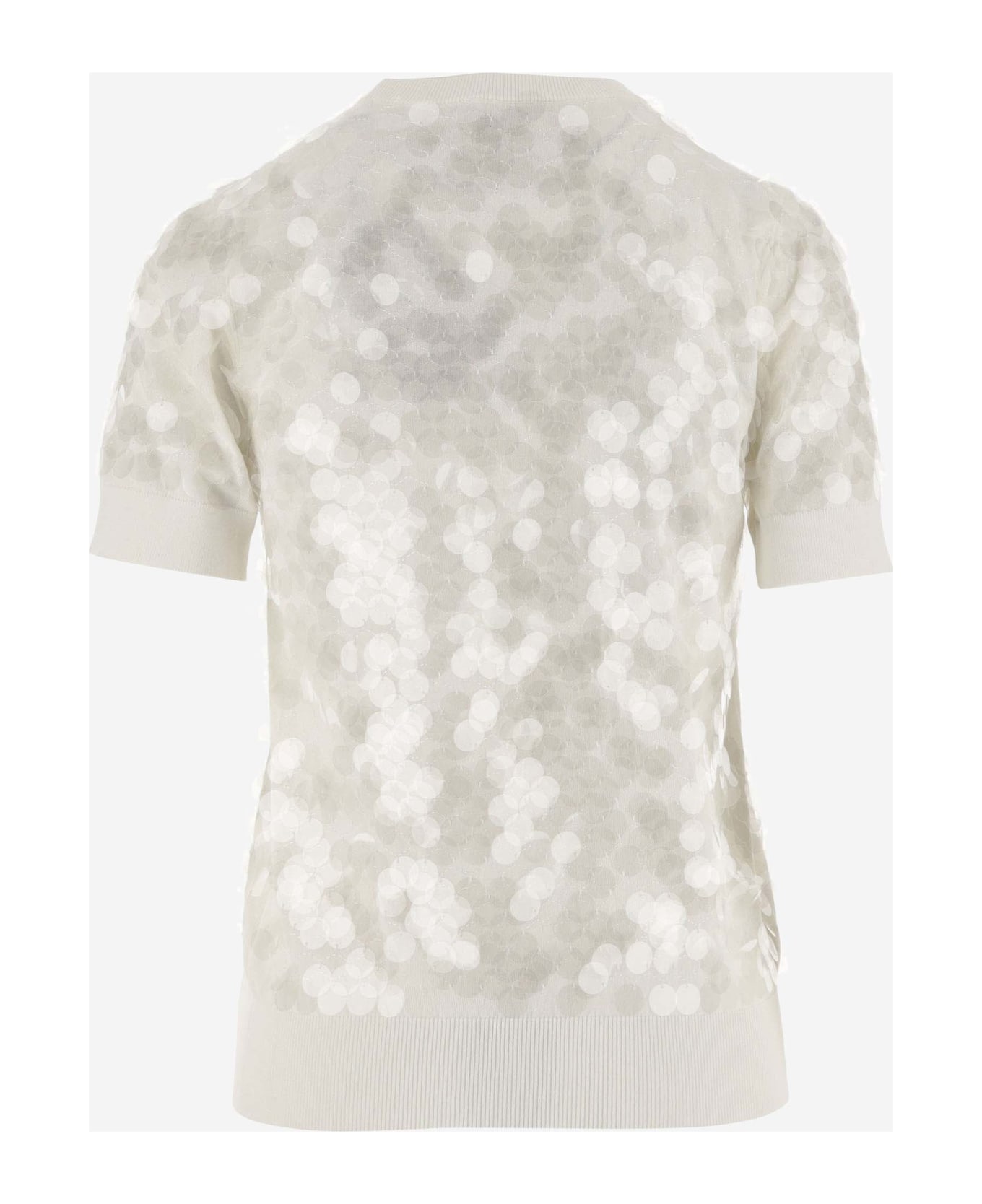 N.21 Cotton T-shirt With Paillettes - BIANCO LATTE