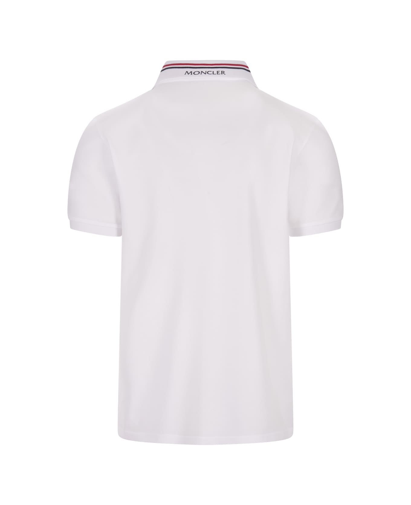 Moncler White Polo Shirt With Iconic Felt Logo - White