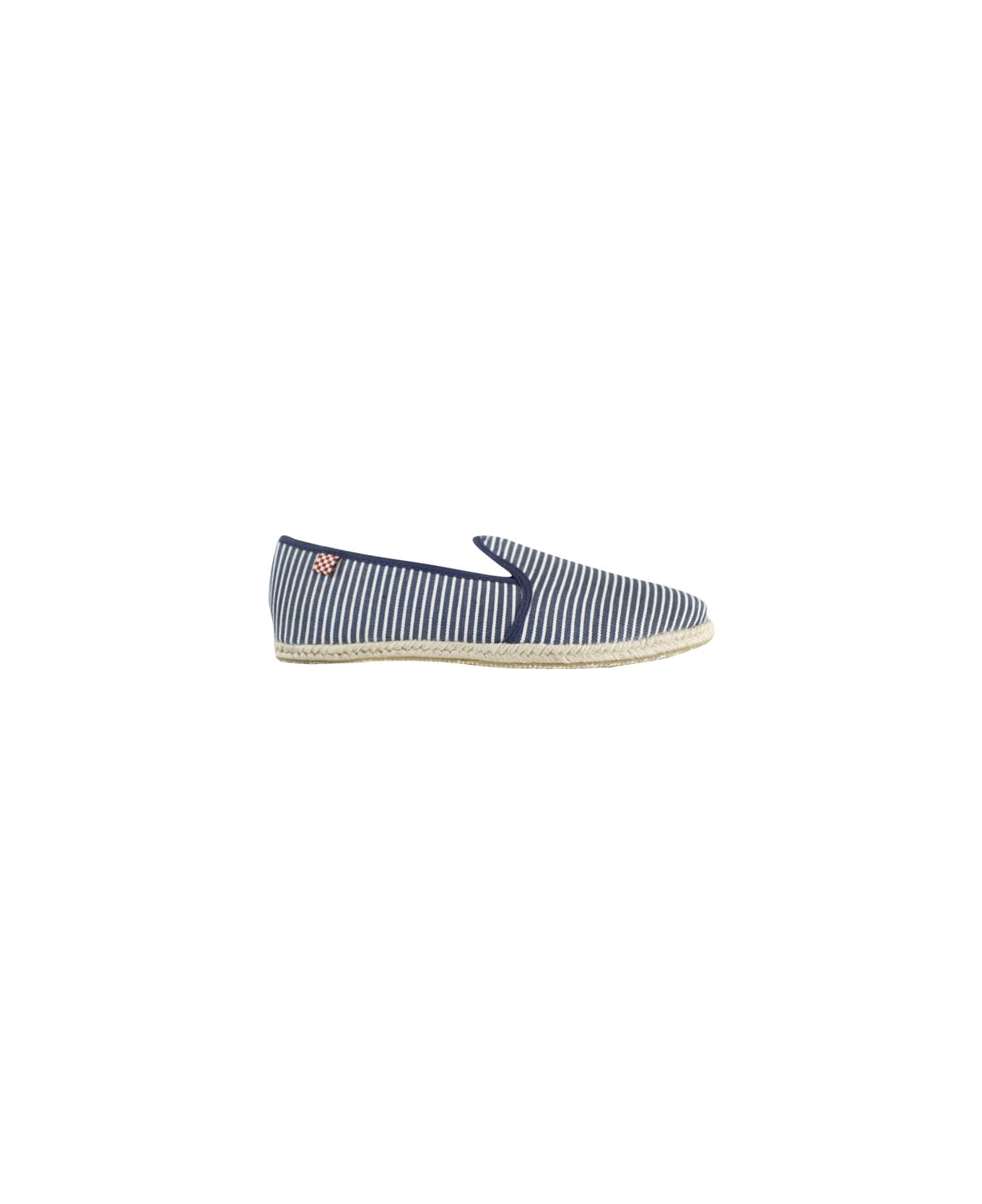 MC2 Saint Barth White And Blue Striped Canvas Shoes - BLUE