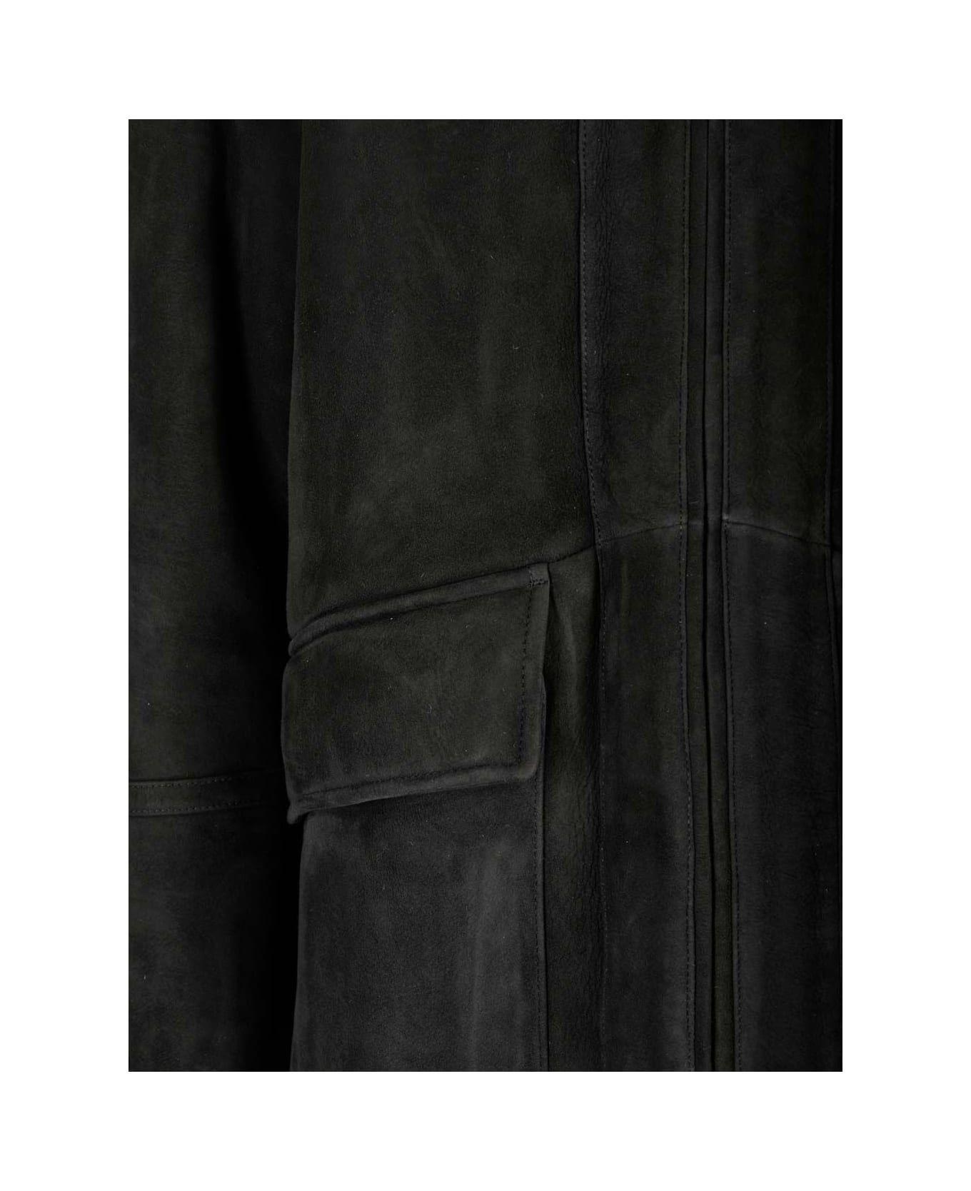 Stone Island 'ghost' Leather Jacket - Black