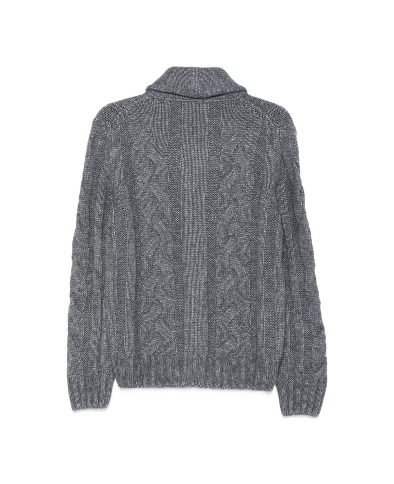 Barba Napoli Barba Cable-knit Cardigan With Shawl Collar - Grey