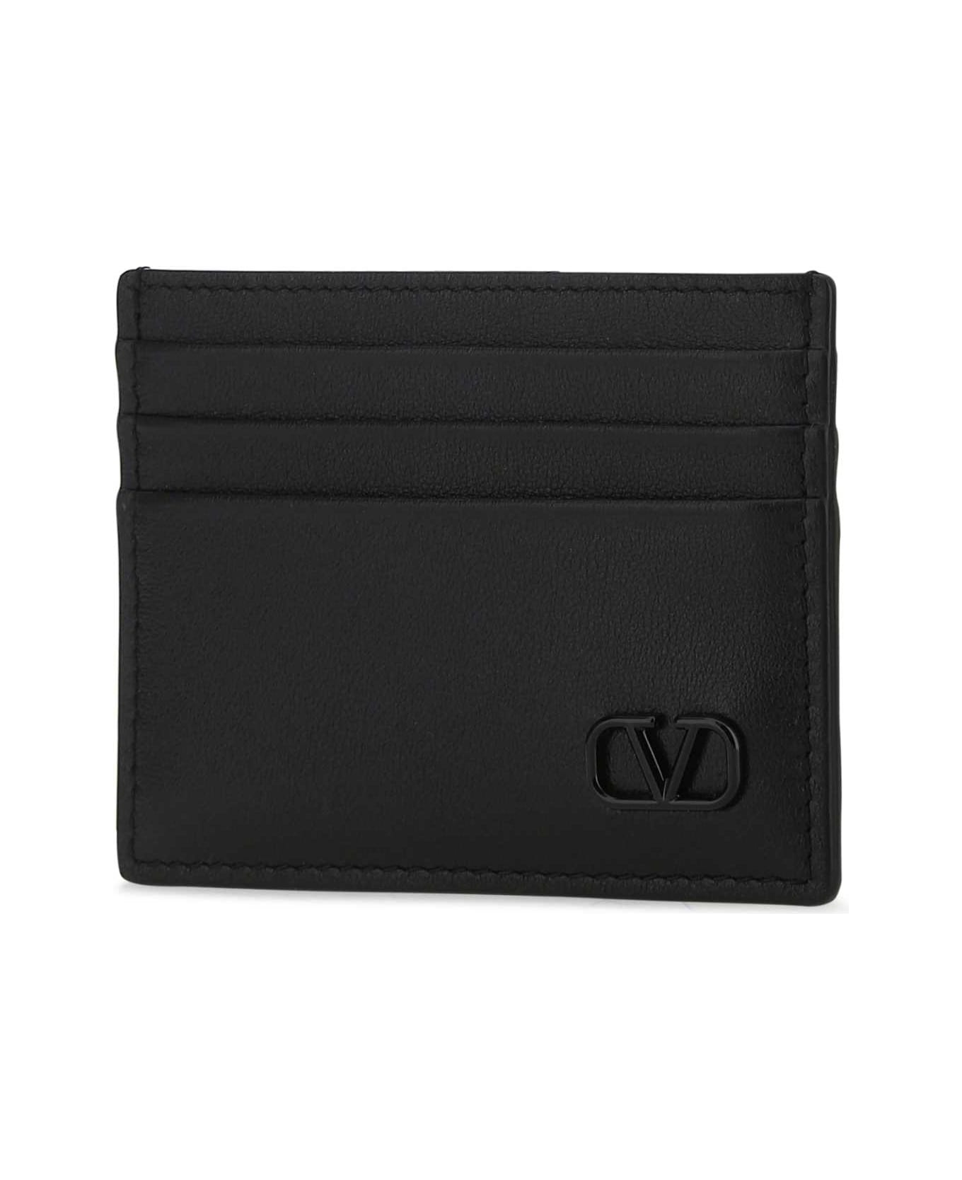 Valentino Garavani Black Leather Card Holder - NERO