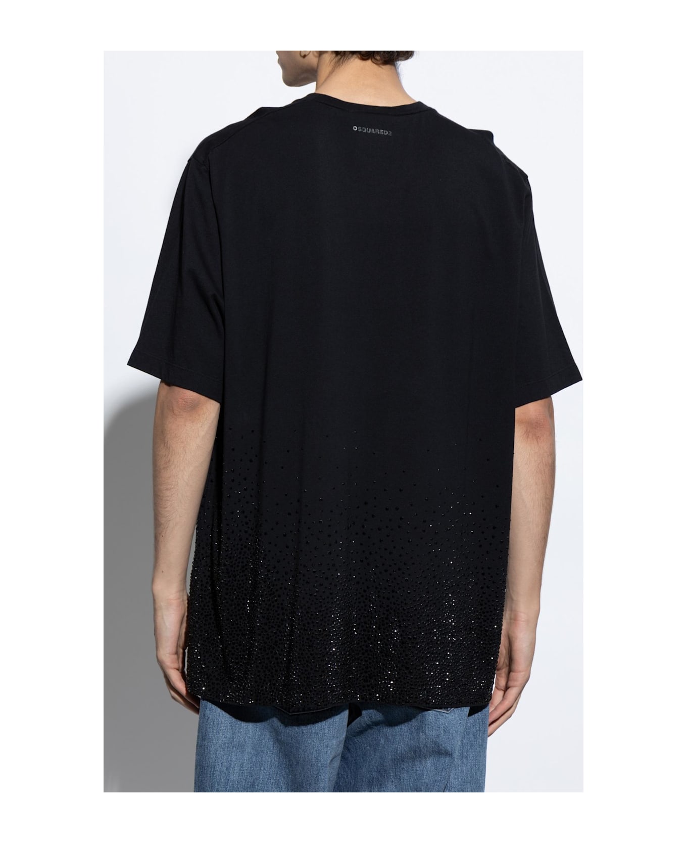 Dsquared2 T-shirt With Shimmering Appliqués - Black