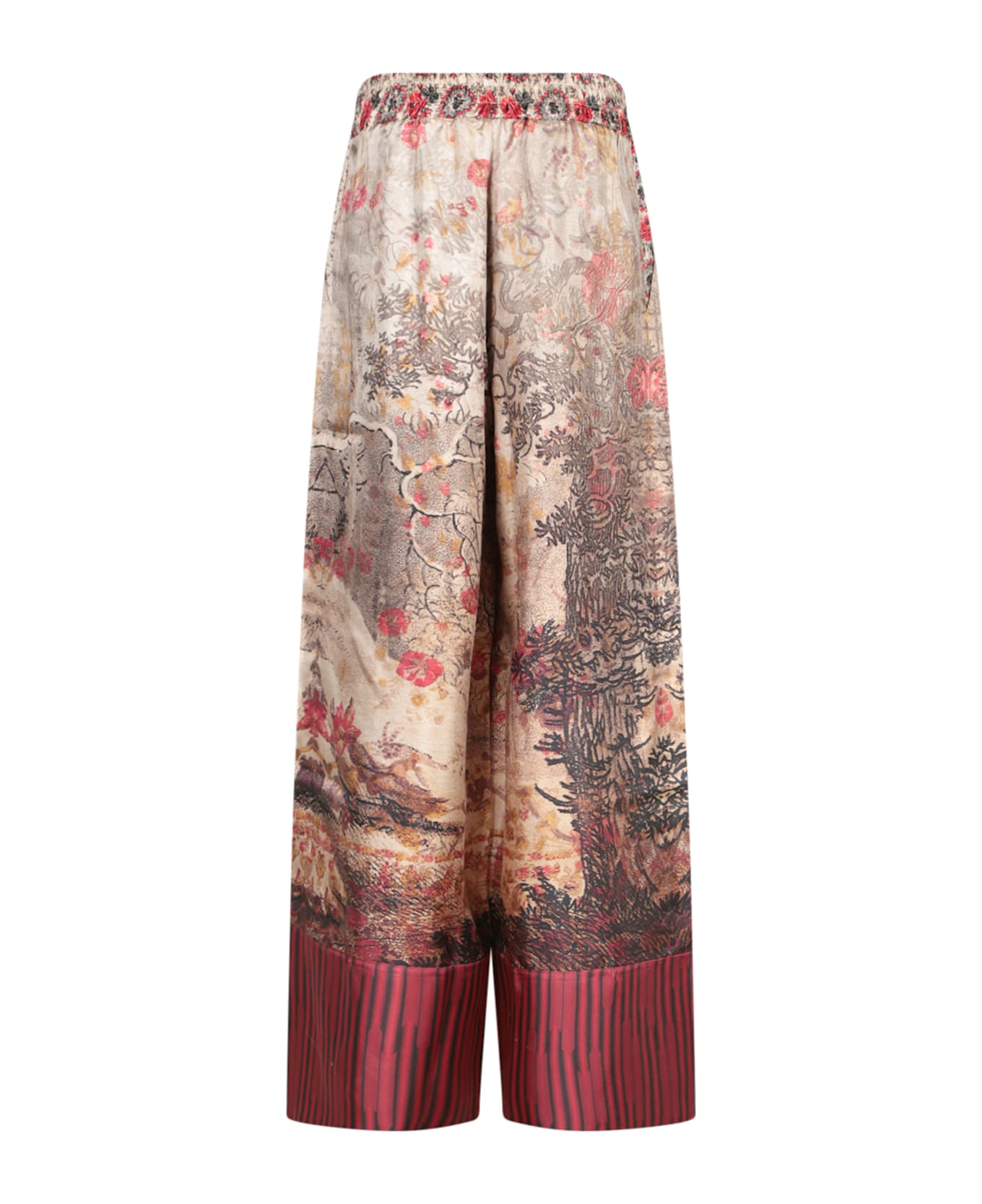 Pierre-Louis Mascia Red-beige Print Trousers - Beige
