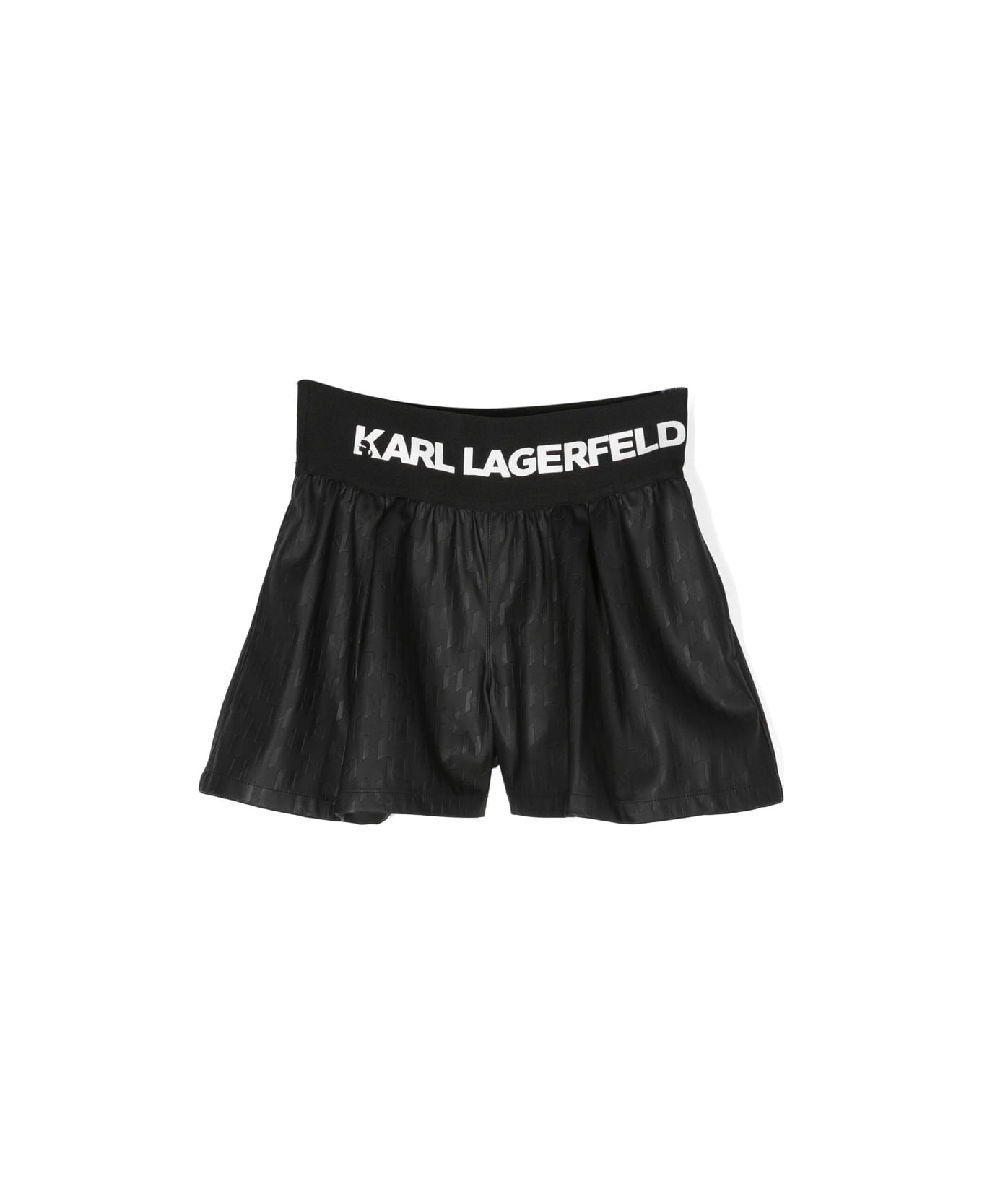 Karl Lagerfeld Kids Karl Lagerfeld Shorts Neri In Finta Pelle Bambina - Nero