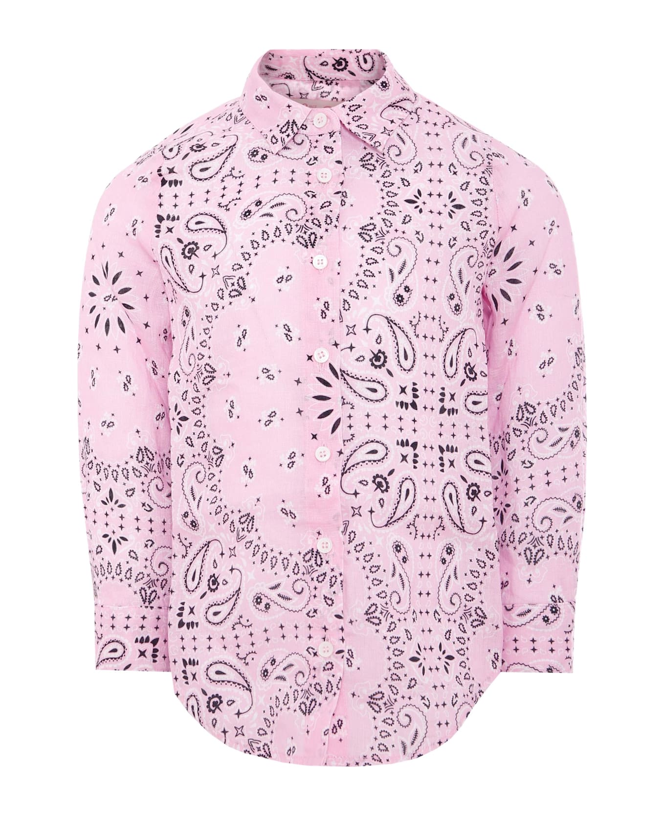 MC2 Saint Barth Pink Shirt For Girl With Paisley Print - Pink