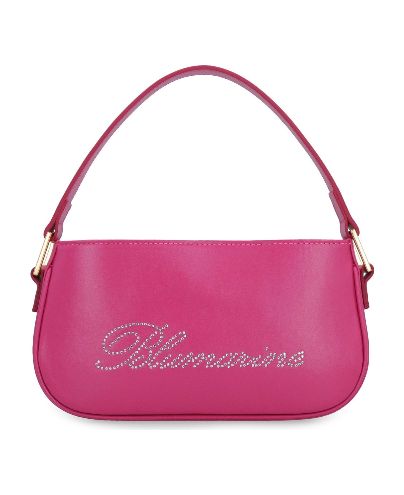 Blumarine Logo Rhinestone Embellished Shoulder Bag - White