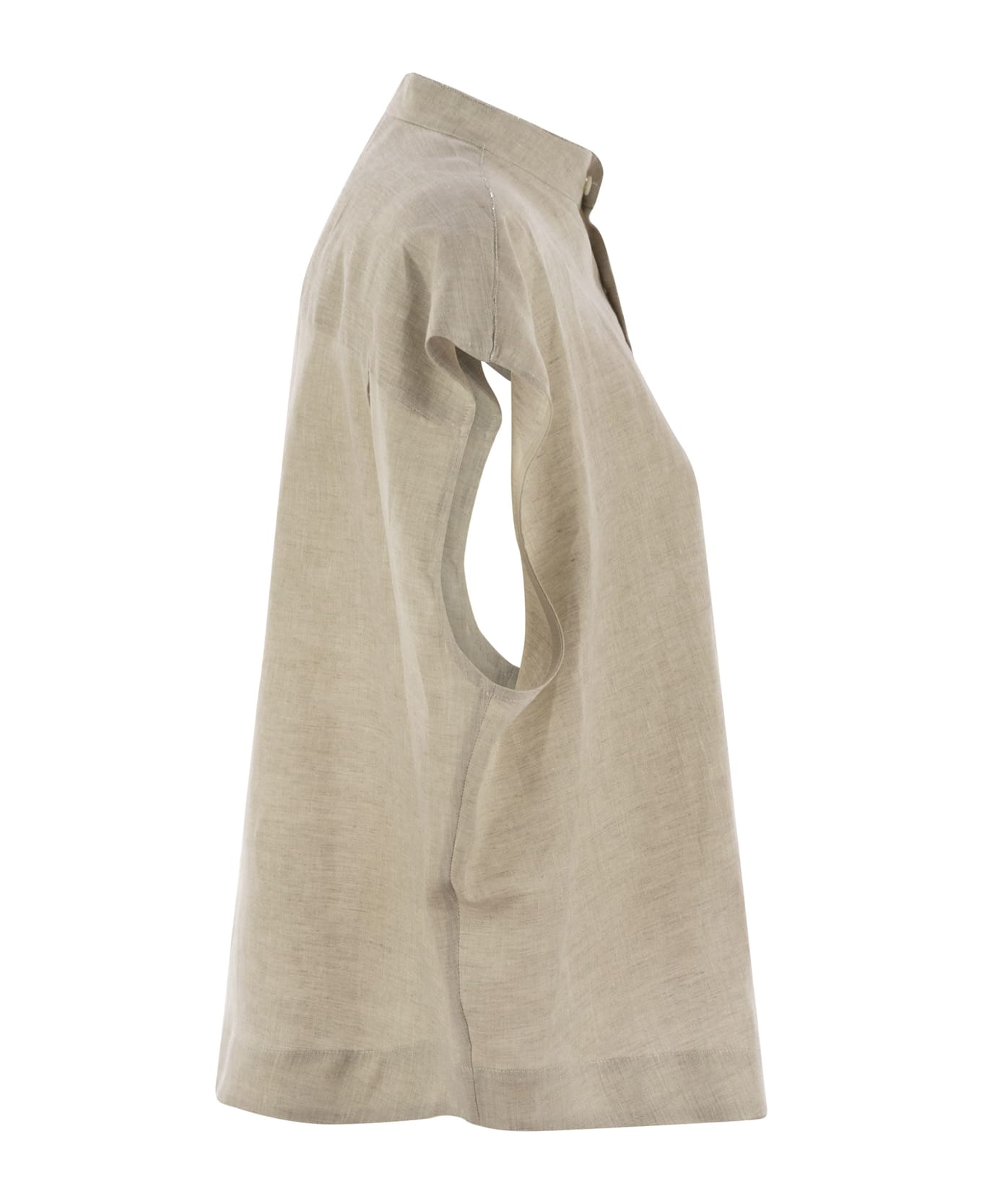 Fabiana Filippi Sleeveless Linen Shirt - GREIGE