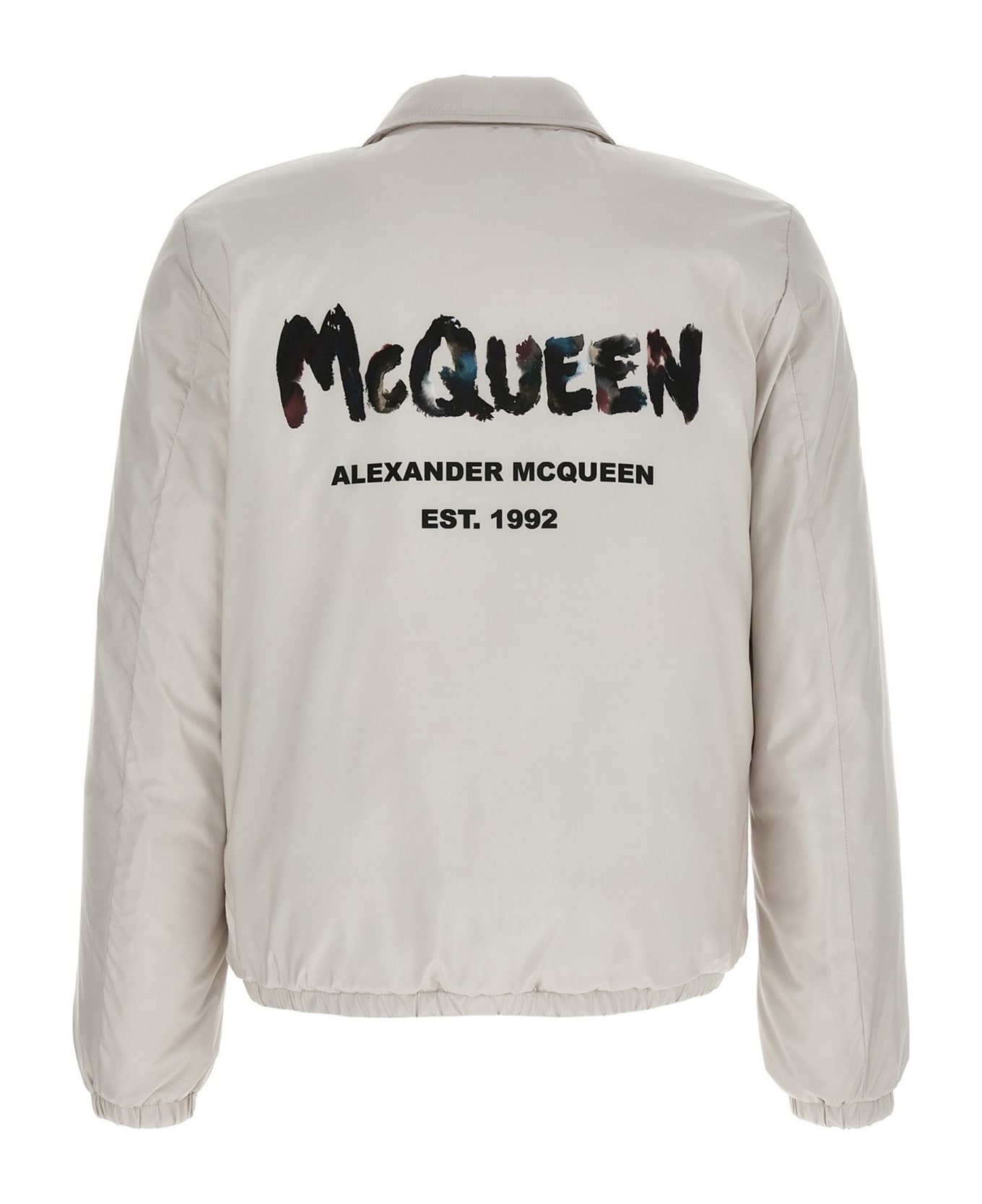 Alexander McQueen Logo Print Down Jacket - White