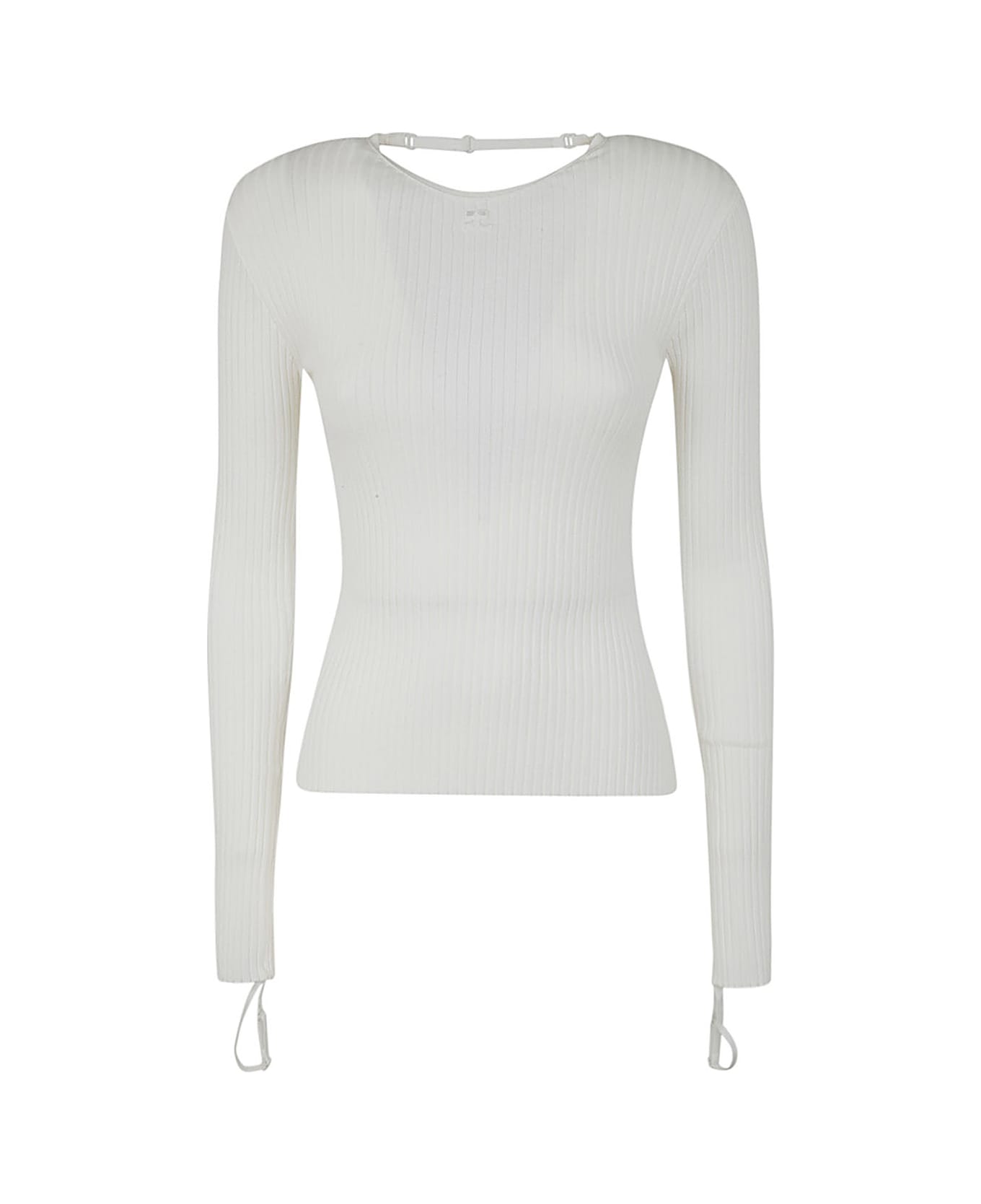Courrèges Elastic Wrists Rib Knit Sweater - Heritage White