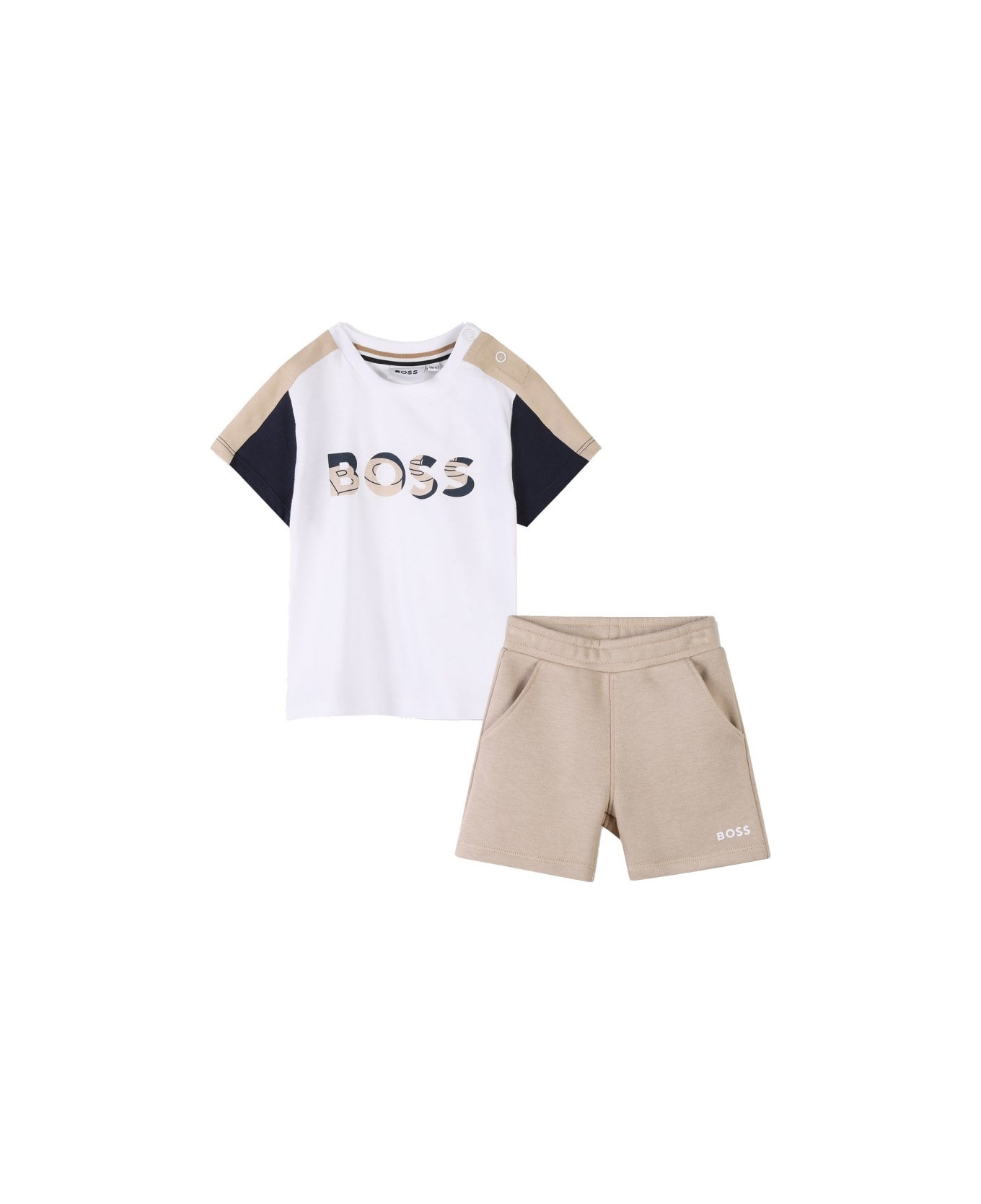 Hugo Boss T-shirt Set With Bermuda Shorts - WHITE
