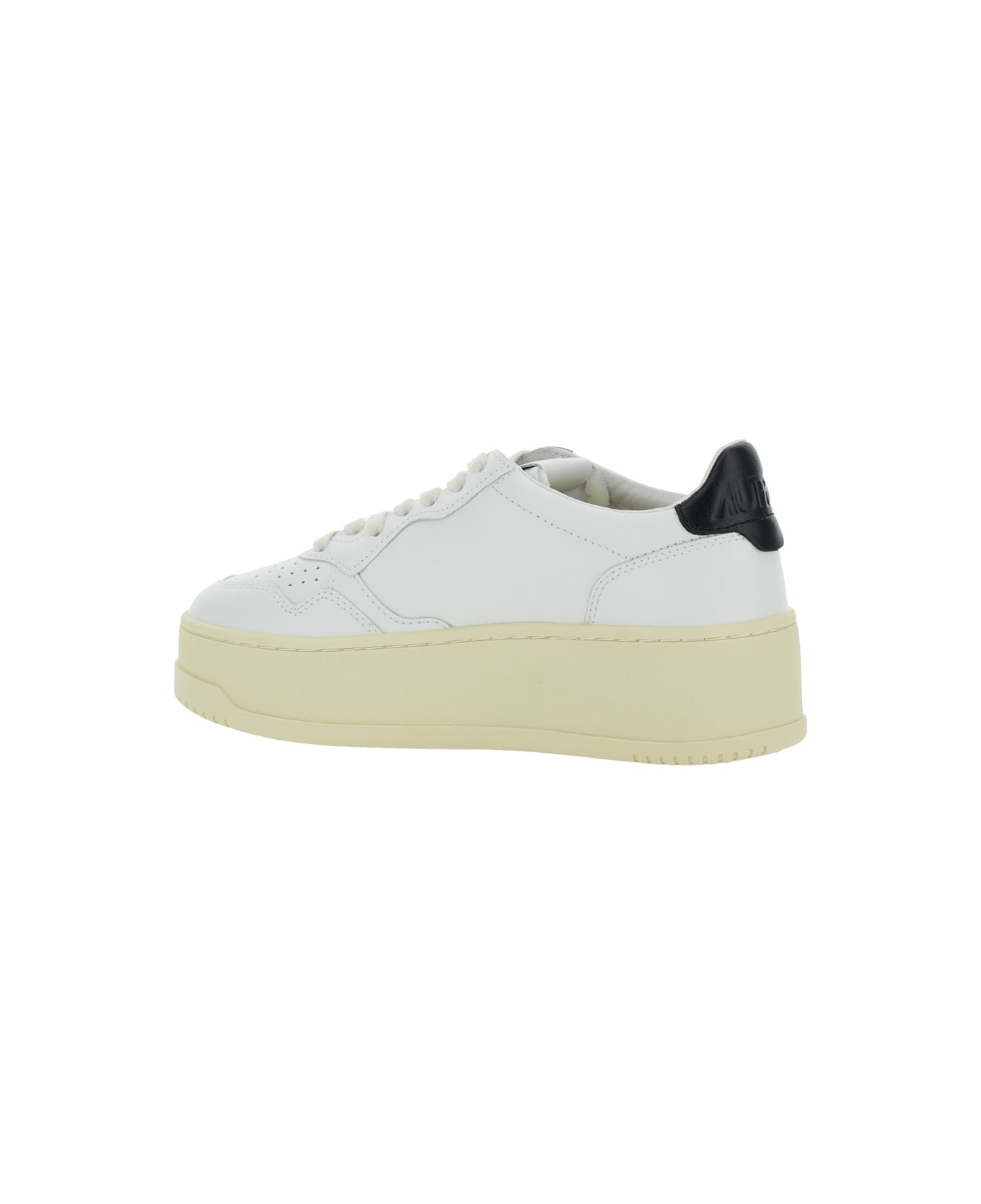 Autry White Low Top Sneakers With Oversized Platform In Leather Woman - White/black