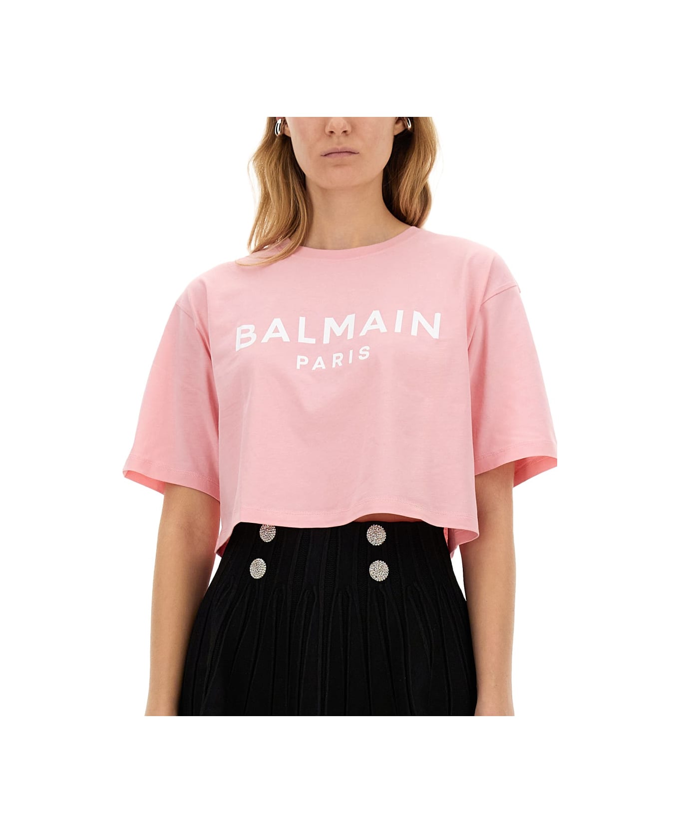 Balmain T-shirt With Logo - Ola Rose Blanc